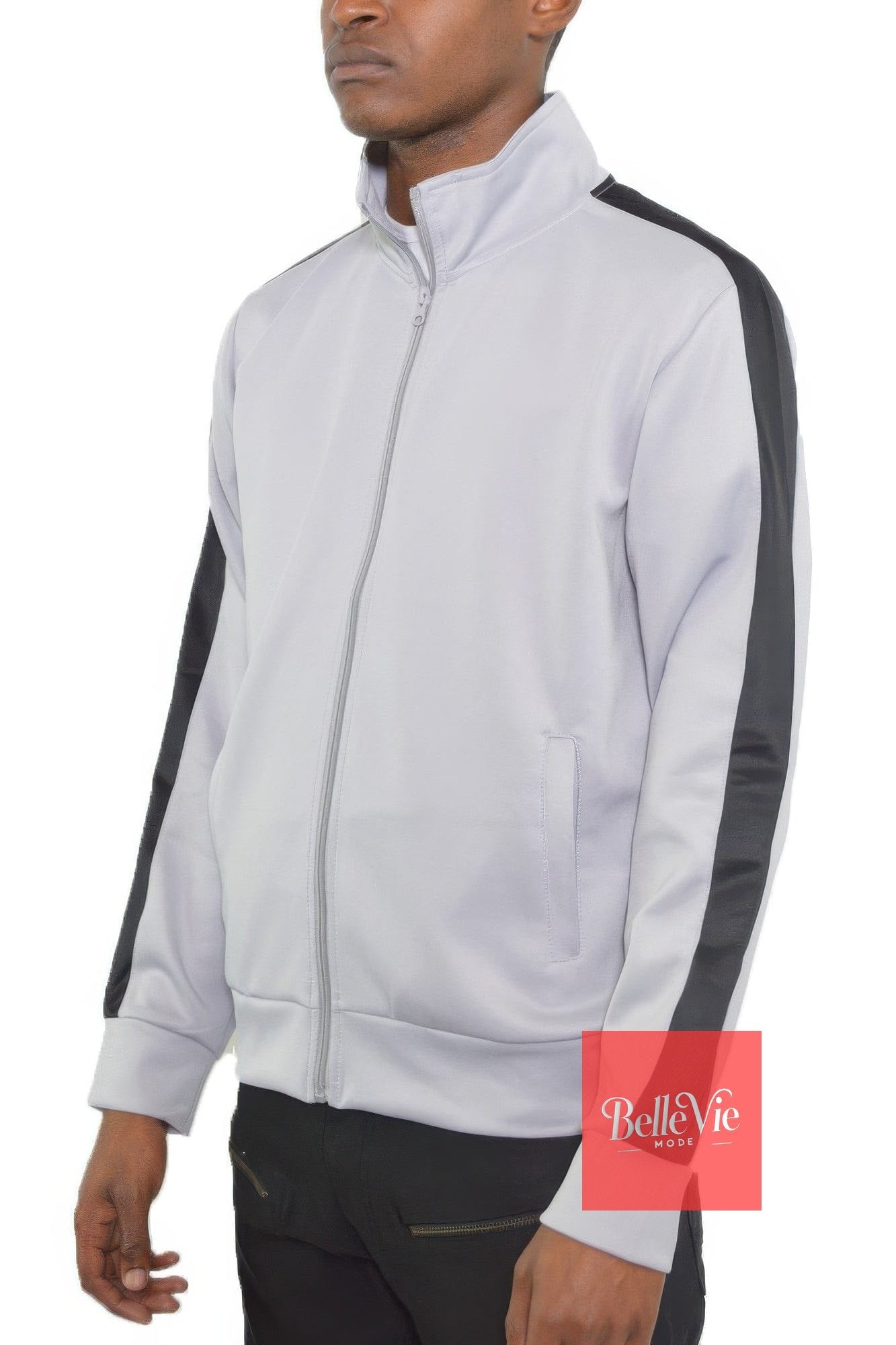 BelleVie Mode Grey Black / S Track Single Stripe Jacket