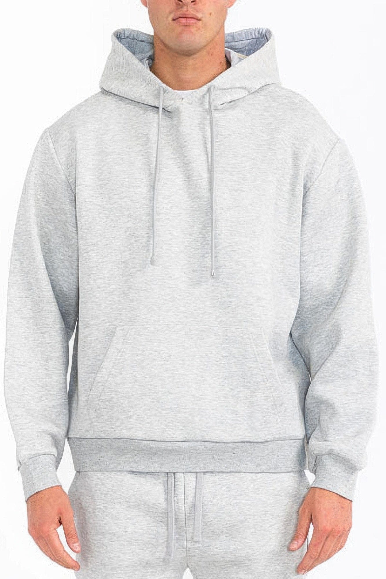 BelleVie Mode H Grey / S Mens Solid Tech Fleece Hoodie