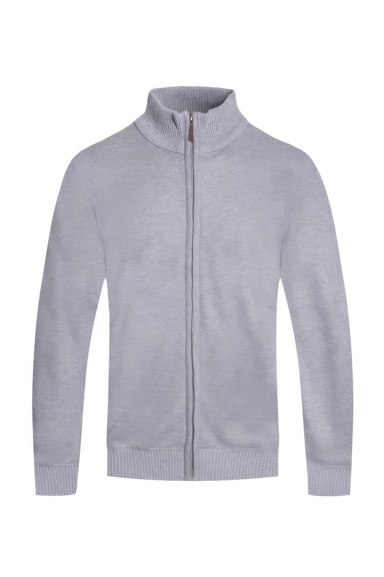 BelleVie Mode Heather Grey / S Mens Solid Full Zip Sweater