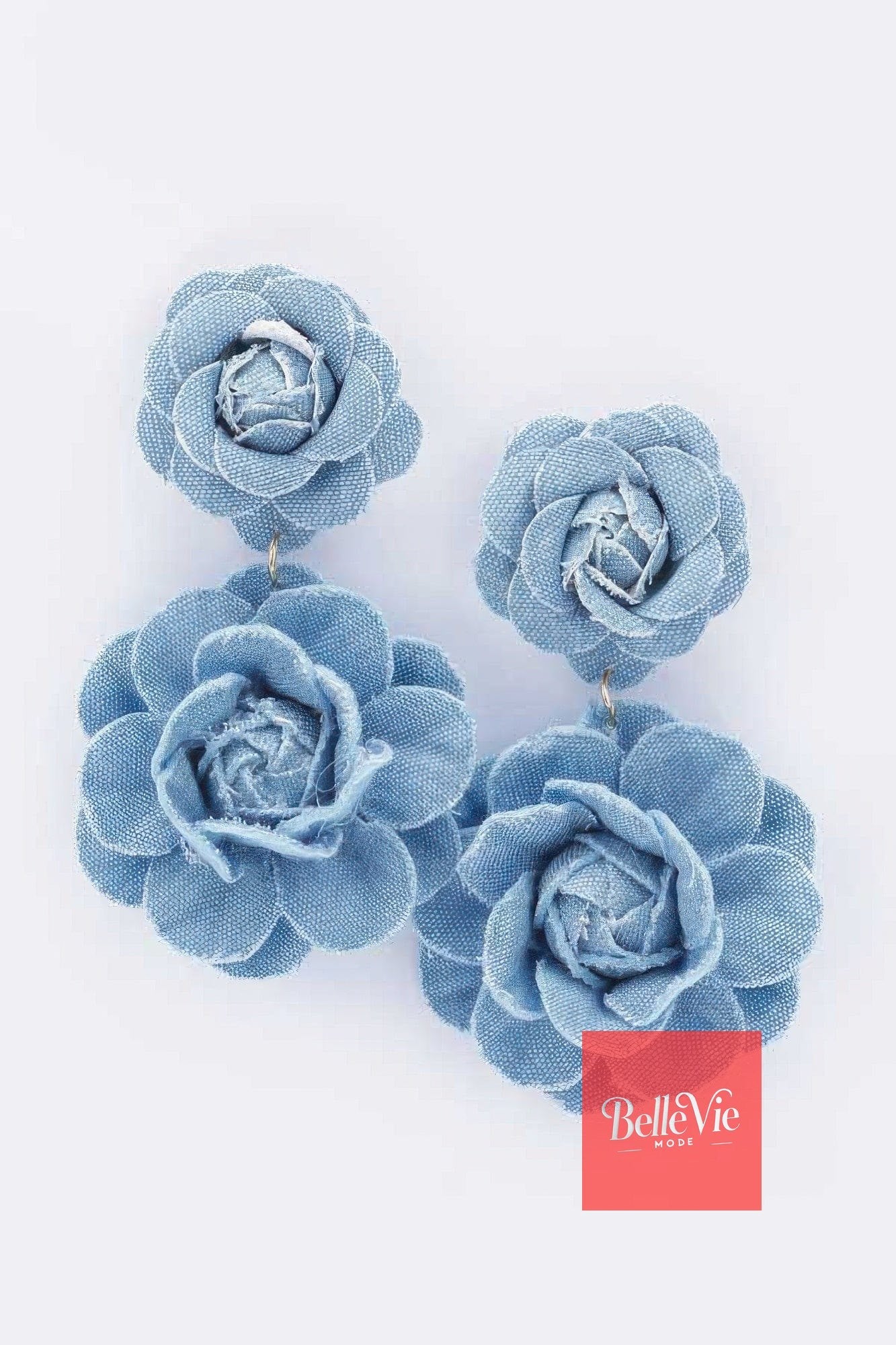 BelleVie Mode Light blue Denim Flower Earring