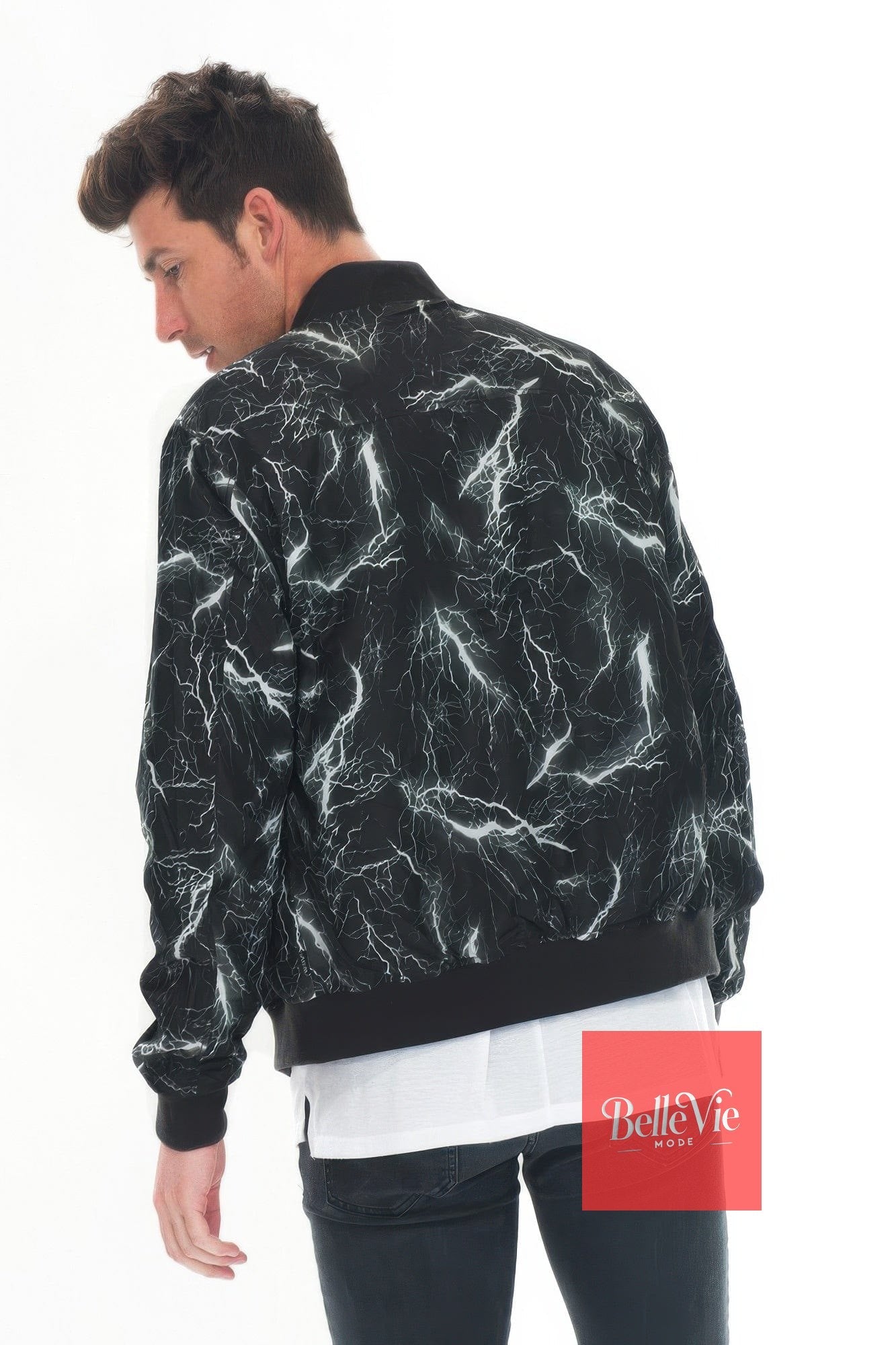 BelleVie Mode Lightning Bomber Windbreaker