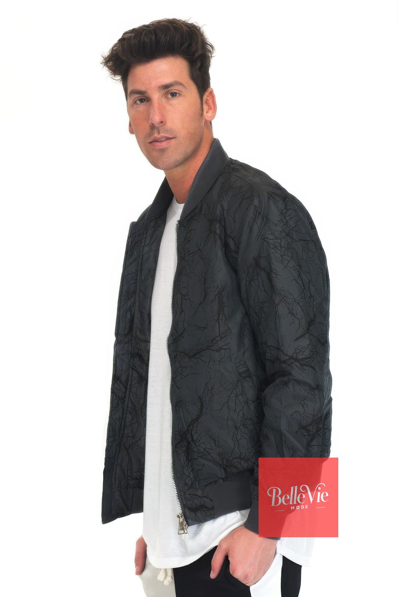 BelleVie Mode Lightning Bomber Windbreaker