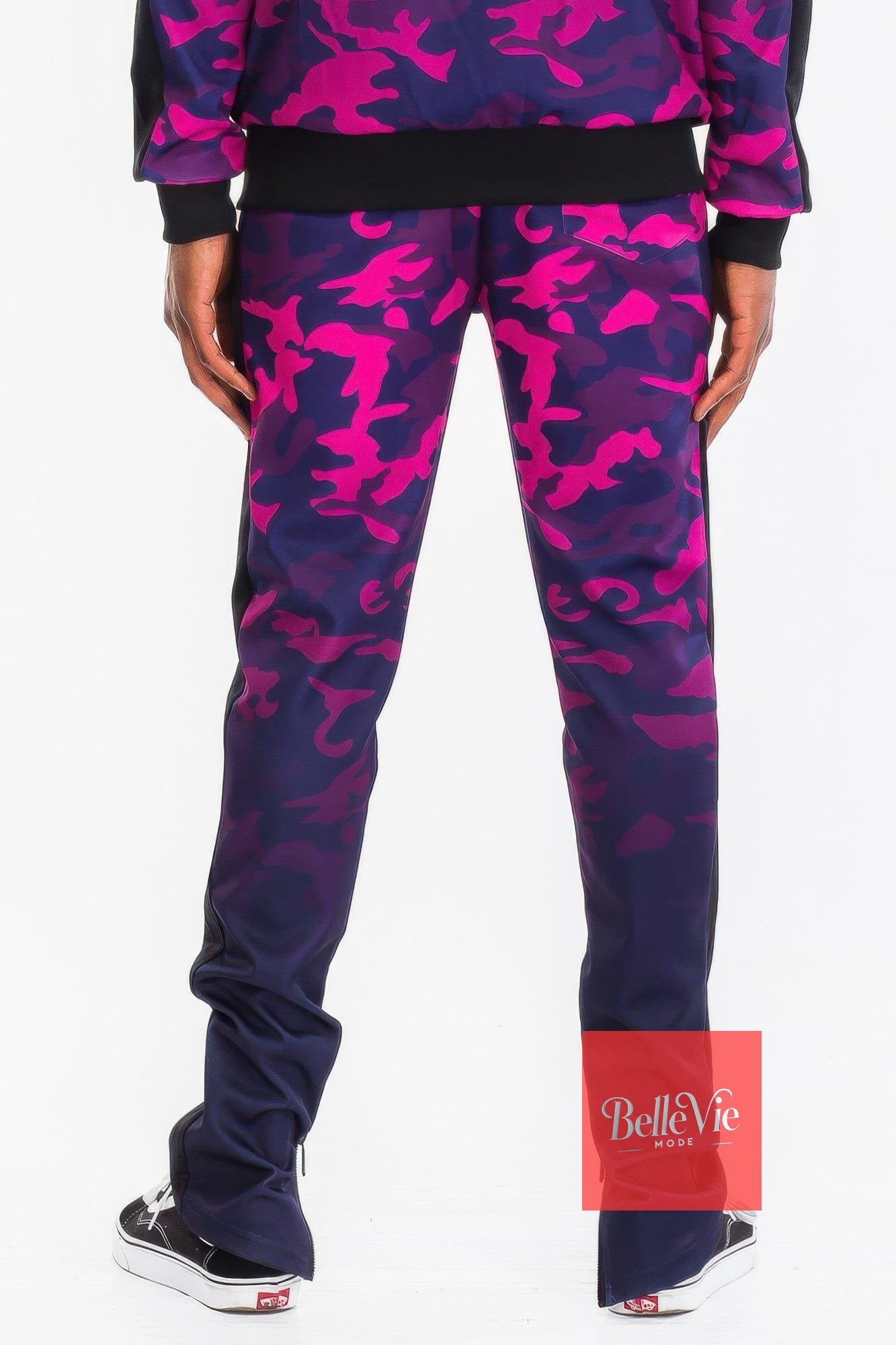 BelleVie Mode Mens Camo Ombre Print Track Pants