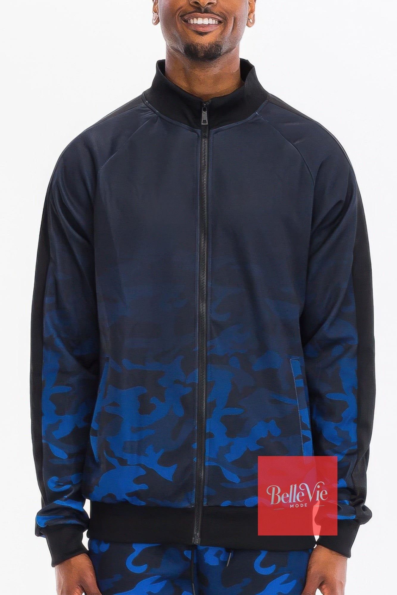 BelleVie Mode Mens Camo Ombre Track Jacket