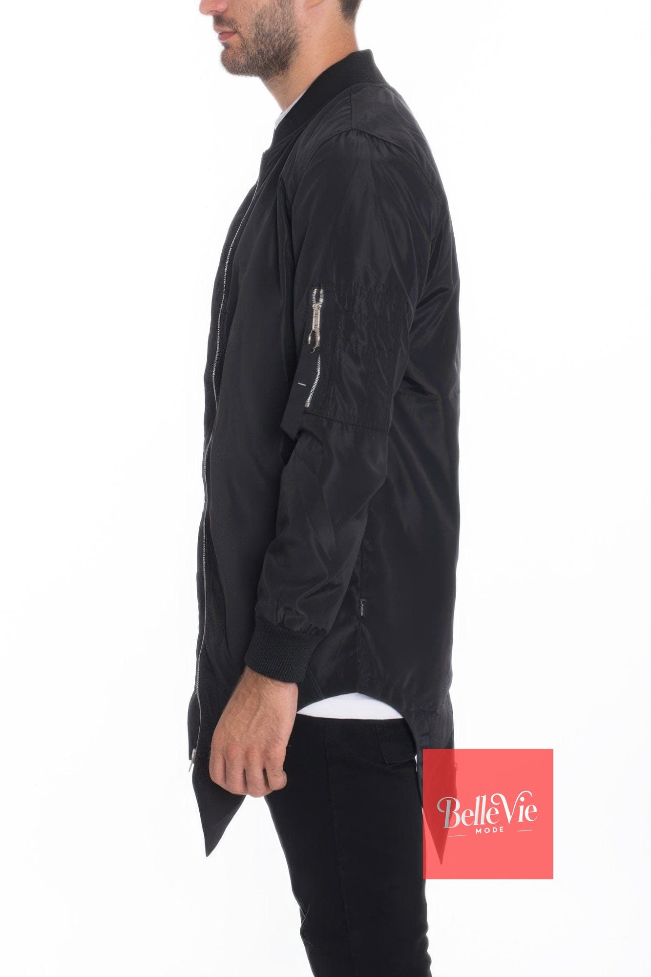 BelleVie Mode Mens Casual Windbreaker Satin Jacket