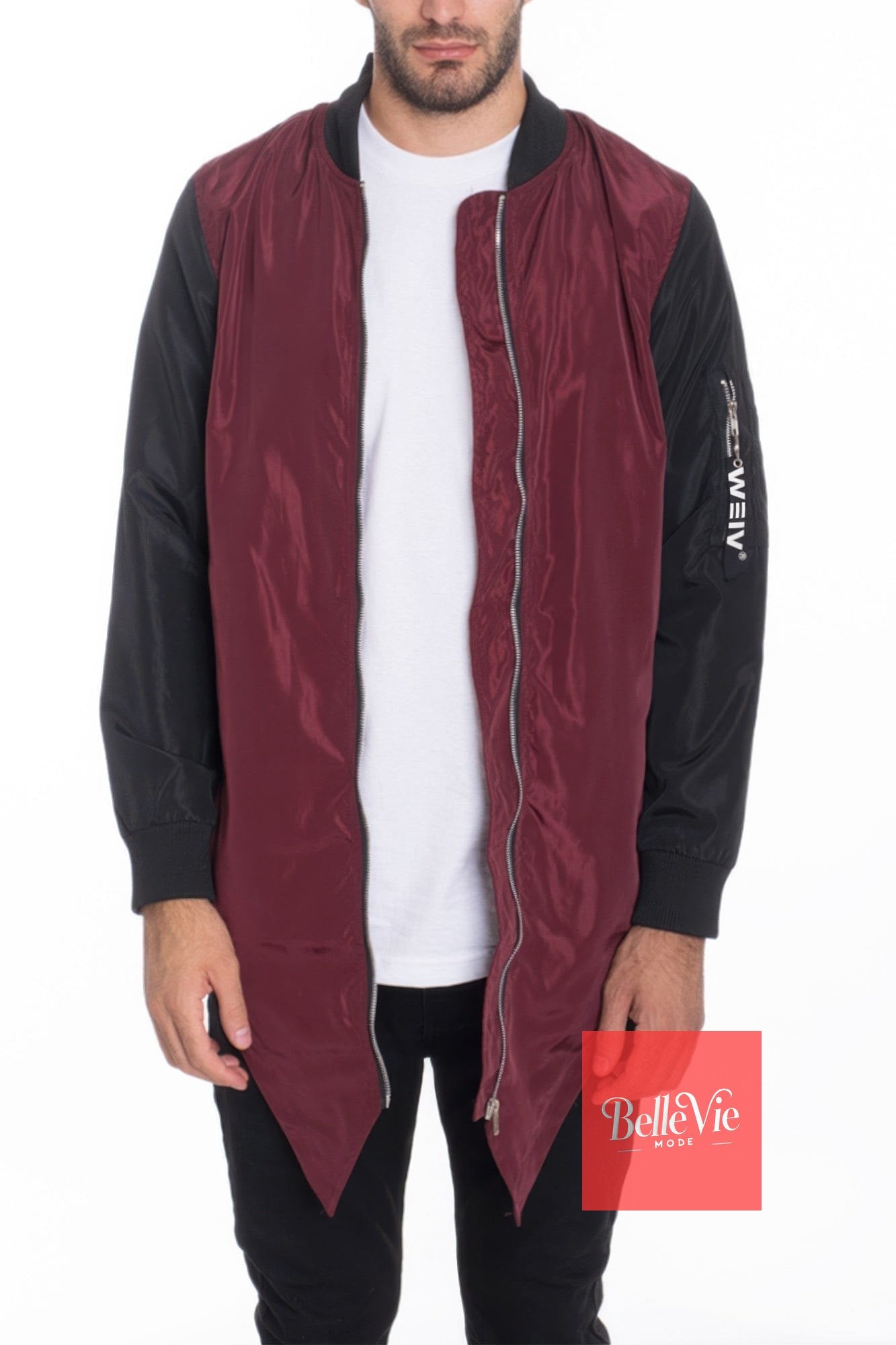 BelleVie Mode Mens Casual Windbreaker Satin Jacket