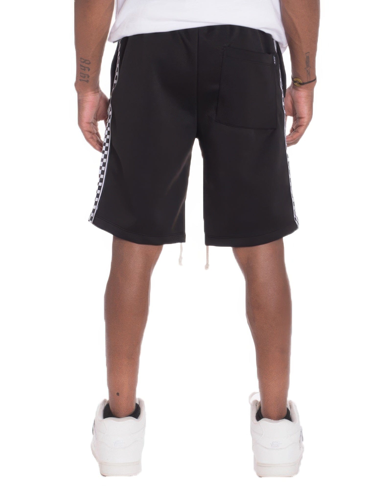 BelleVie Mode Mens Checkered Stripe Track Shorts