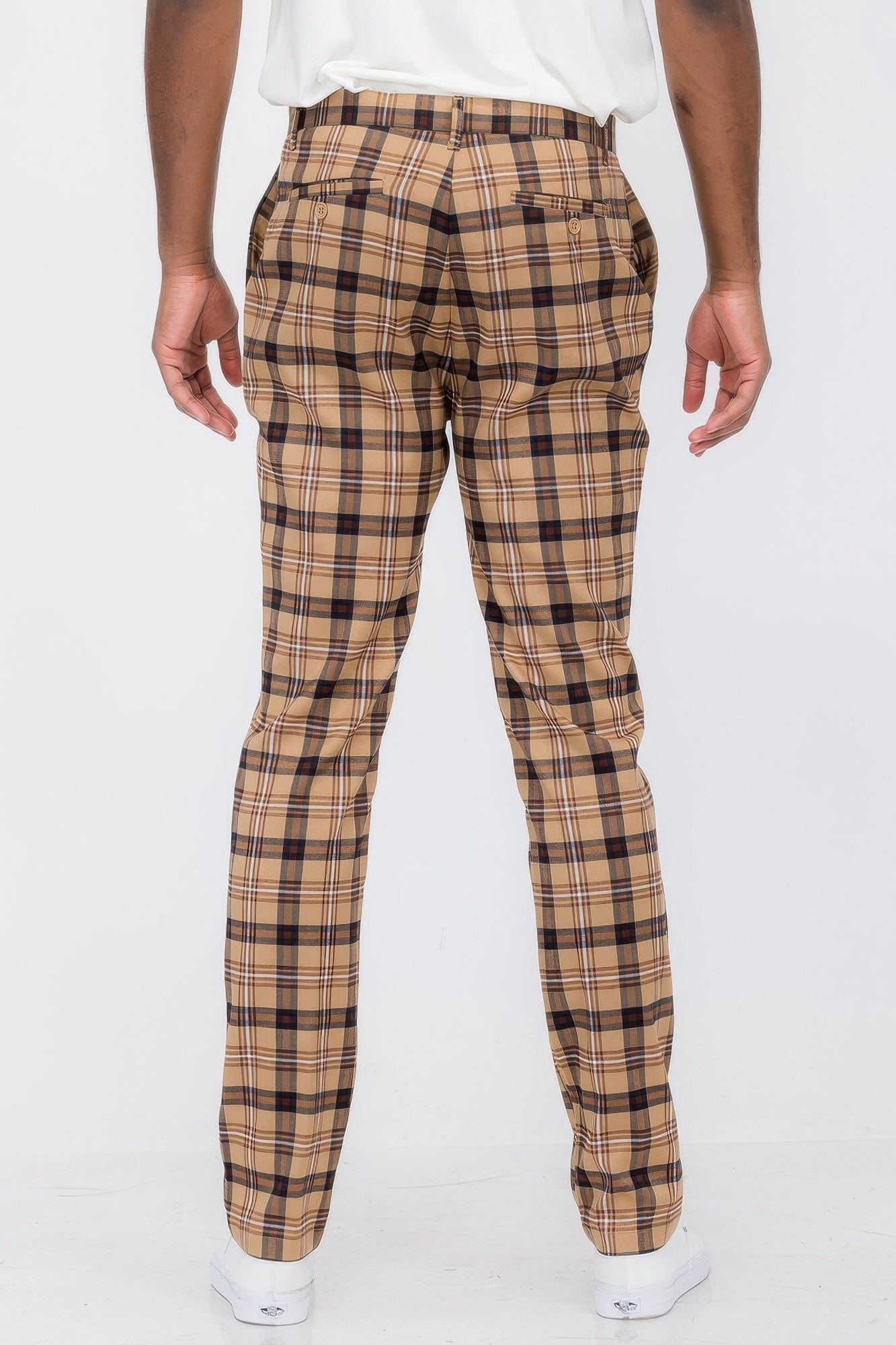 BelleVie Mode Mens Plaid Trouser Pants