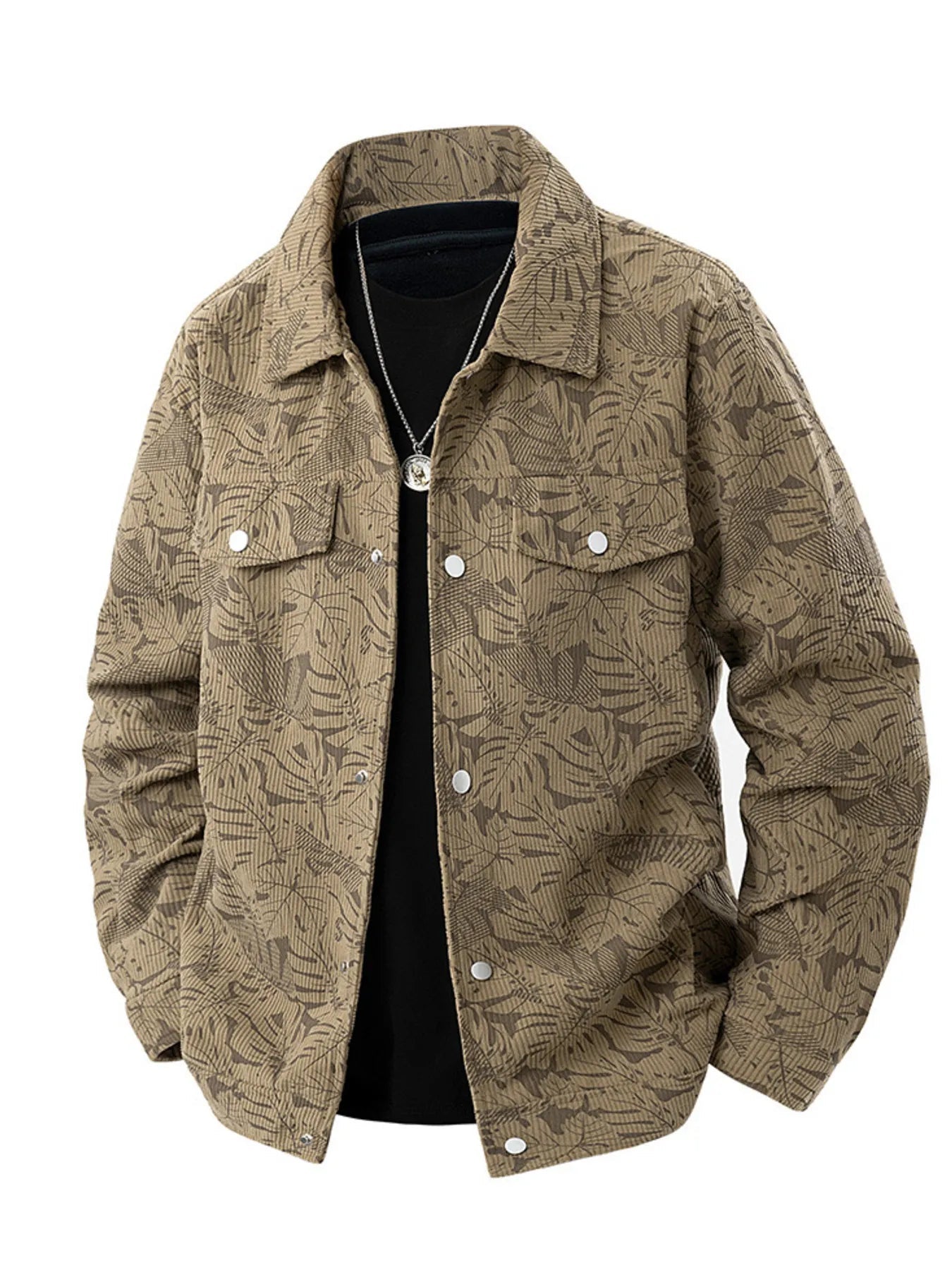 Men's Plus Size Corduroy Snap Down Casual Jacket - BelleVieMode