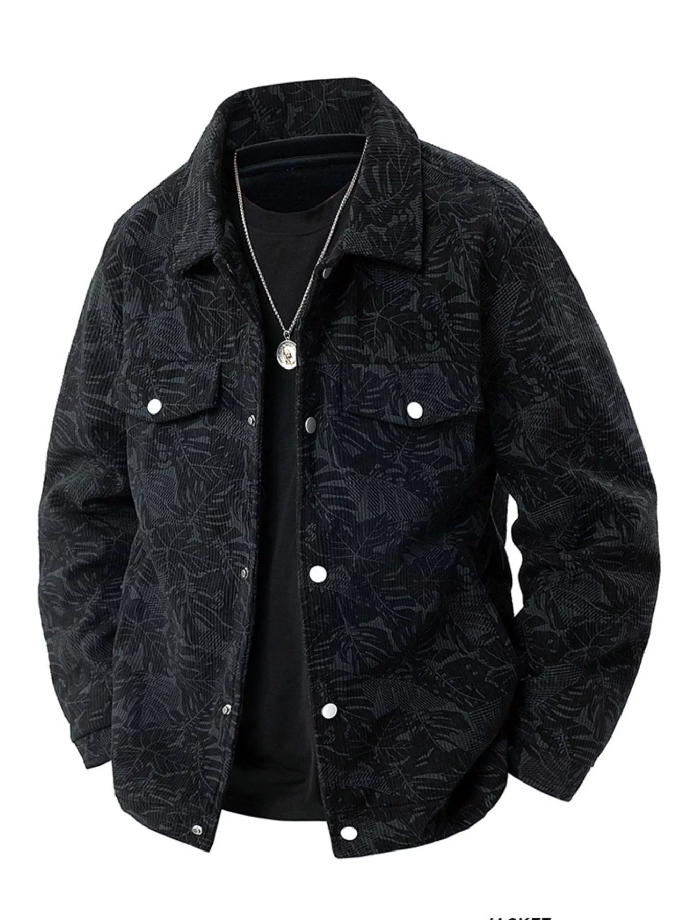 Men's Plus Size Corduroy Snap Down Casual Jacket - BelleVieMode