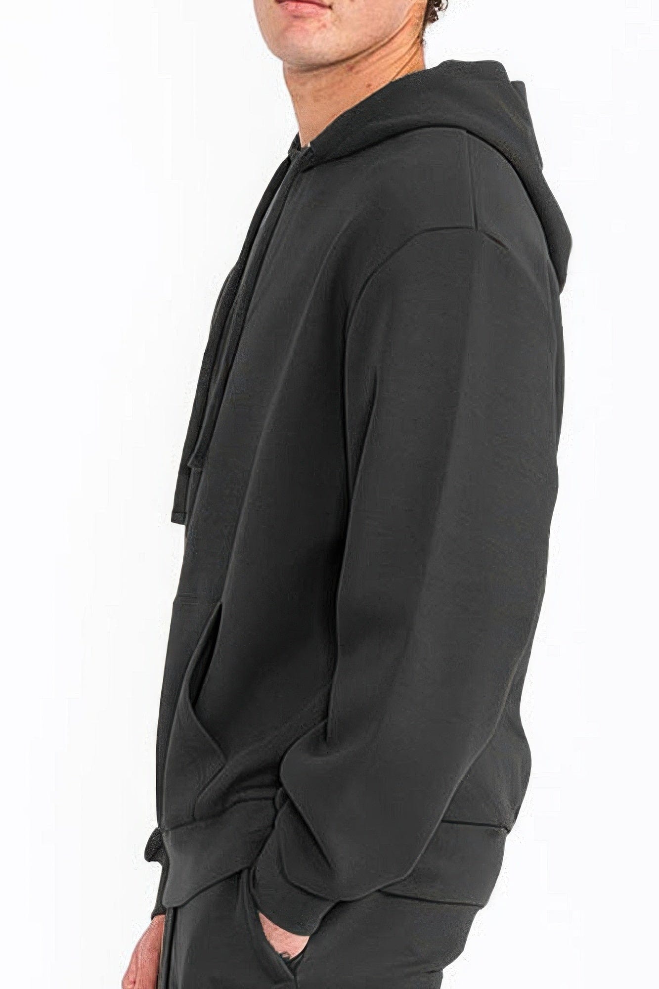 BelleVie Mode Mens Solid Tech Fleece Hoodie