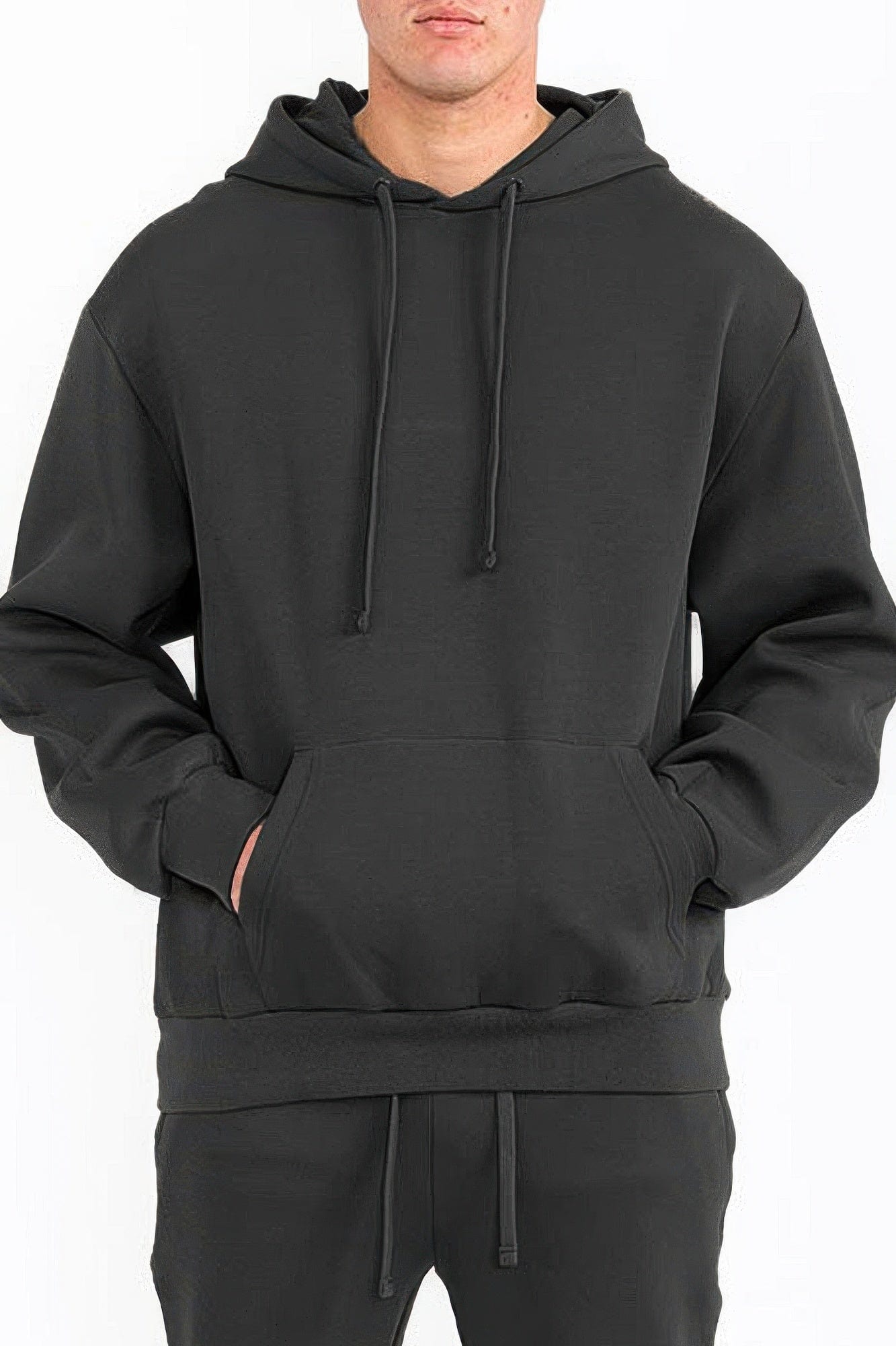 BelleVie Mode Mens Solid Tech Fleece Hoodie