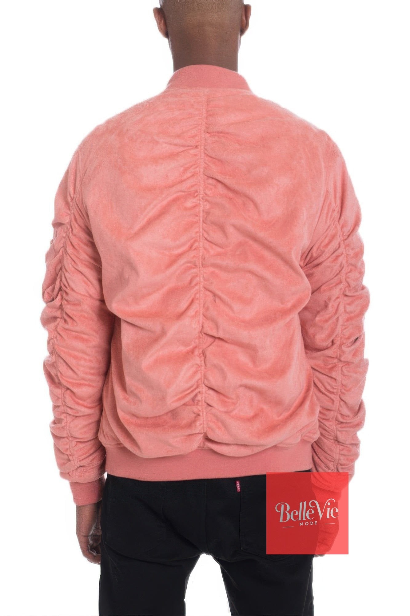 BelleVie Mode Mirosuede Scrunched Bomber Jacket