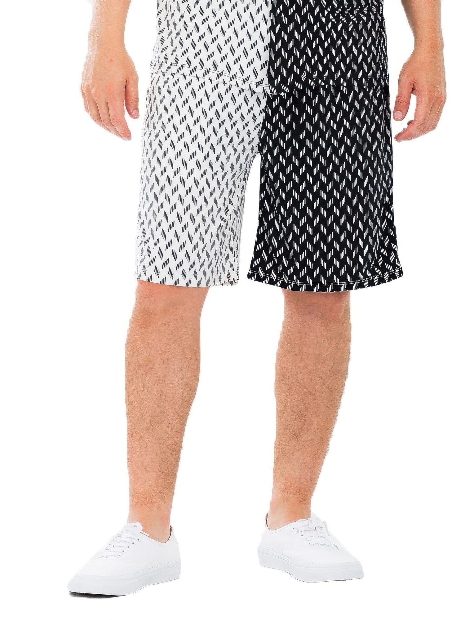 BelleVie Mode Multi / S Mens Diamond Two Tone Print Shorts