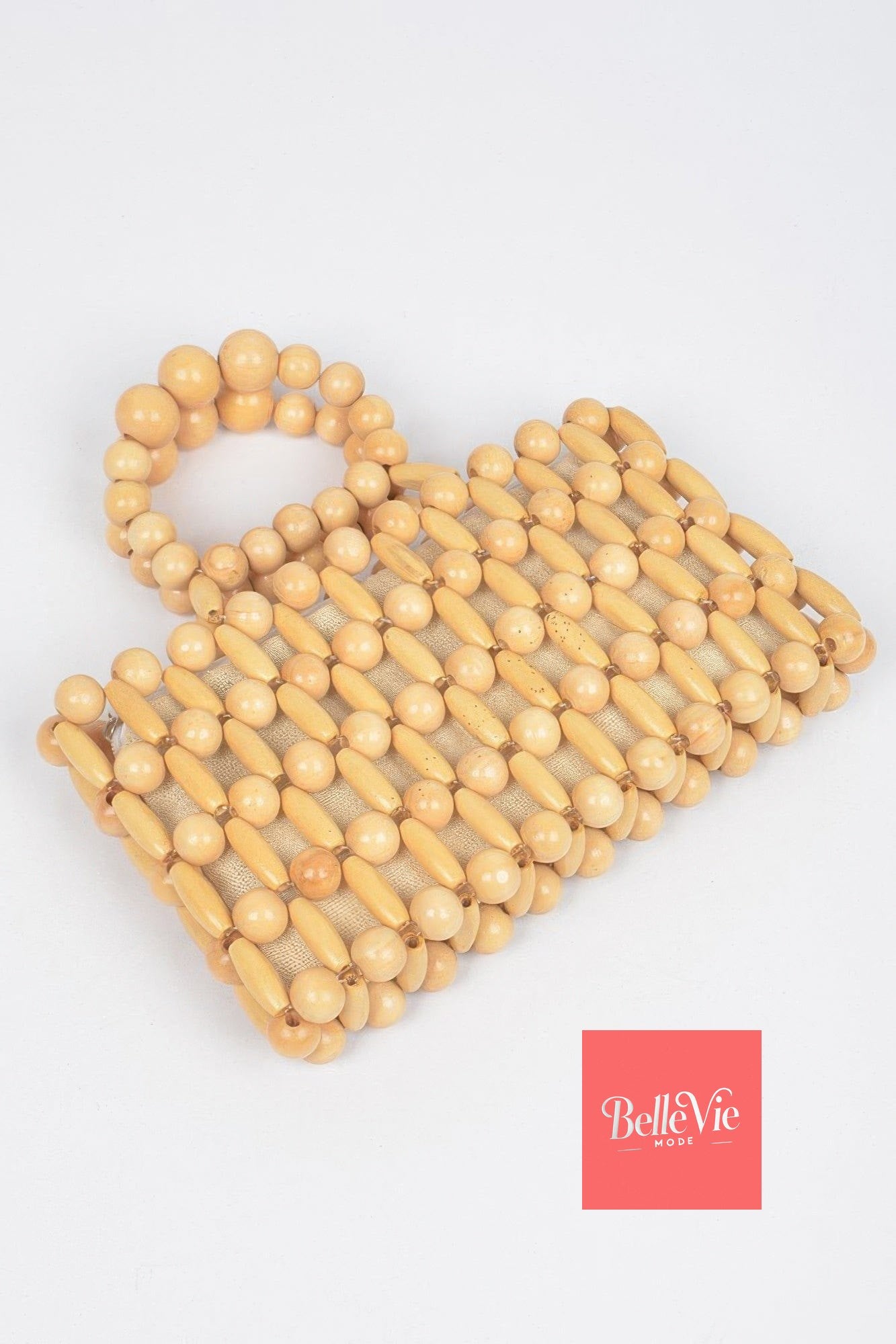 BelleVie Mode Natural Open Cross Bead Clutch