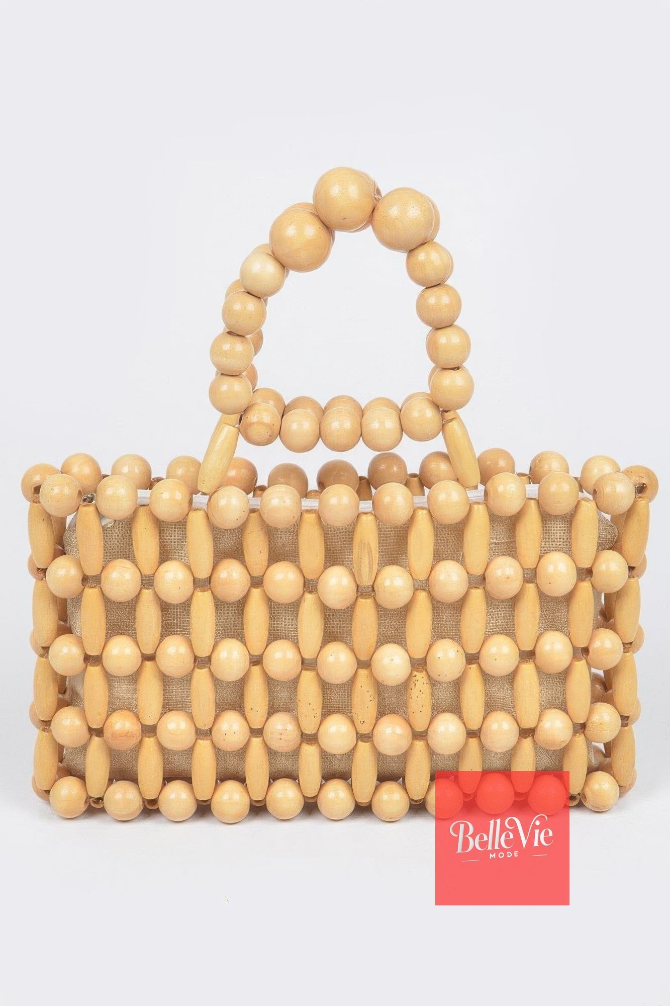 BelleVie Mode Natural Open Cross Bead Clutch