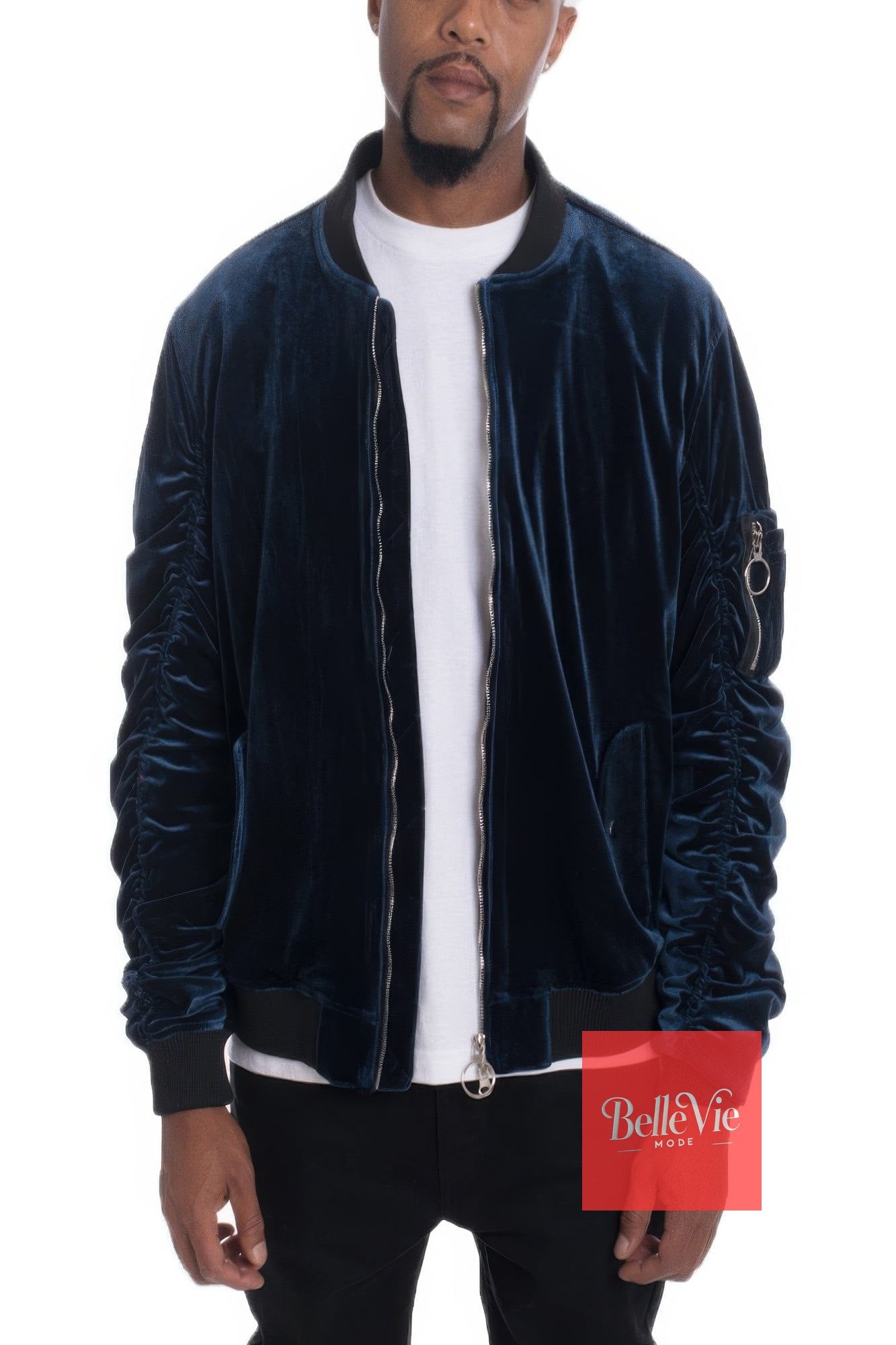 BelleVie Mode Navy / S Men's Casual Slim Fit Bomber Jacket