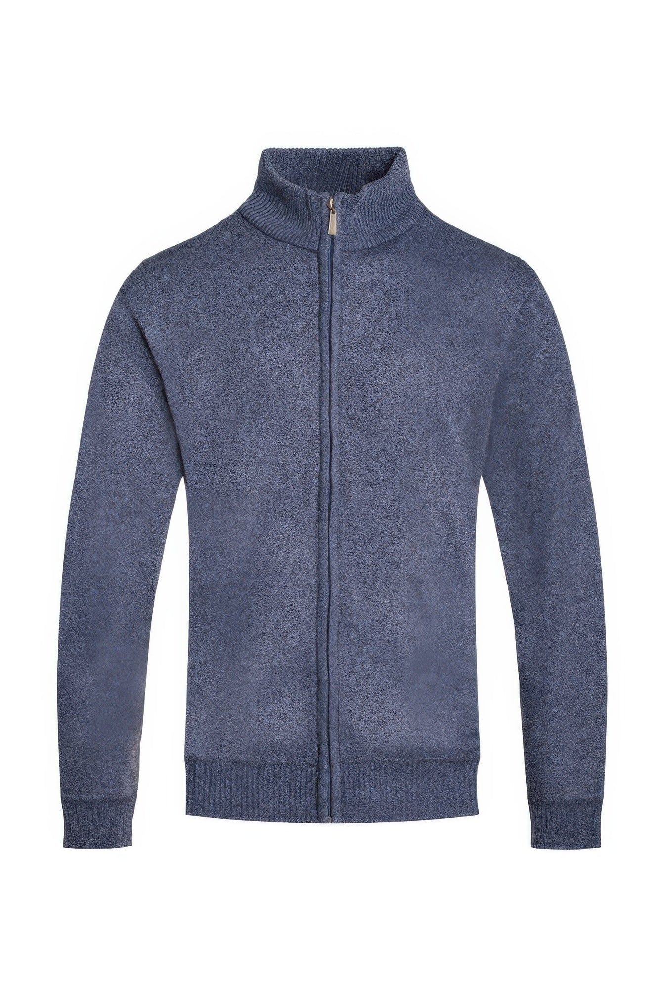 BelleVie Mode Navy / S Mens Solid Full Zip Sweater