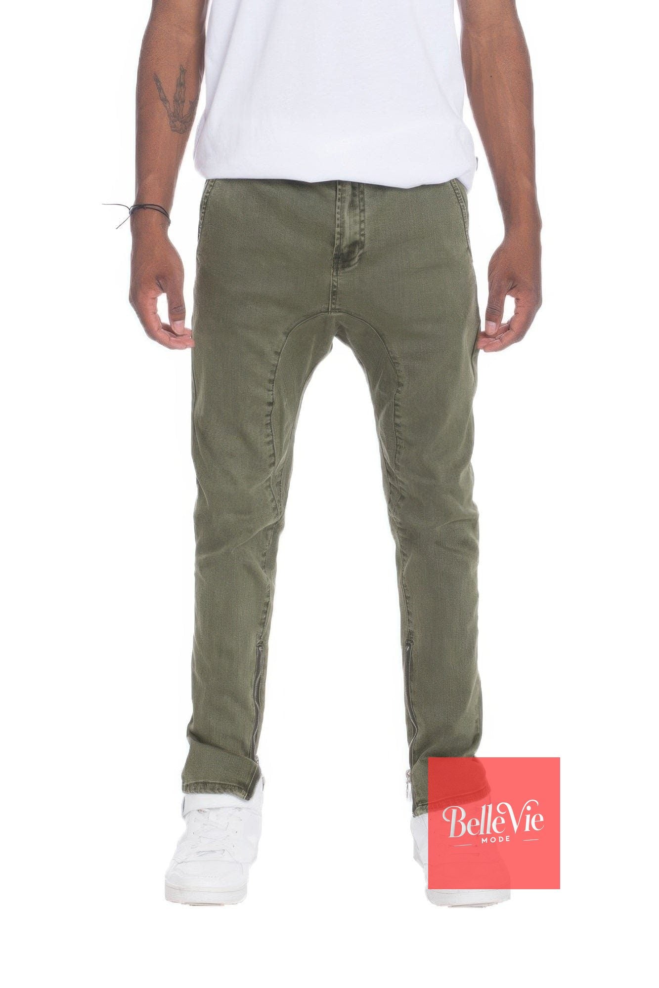 BelleVie Mode Olive / 30 Distressed Denim Checkered Tape