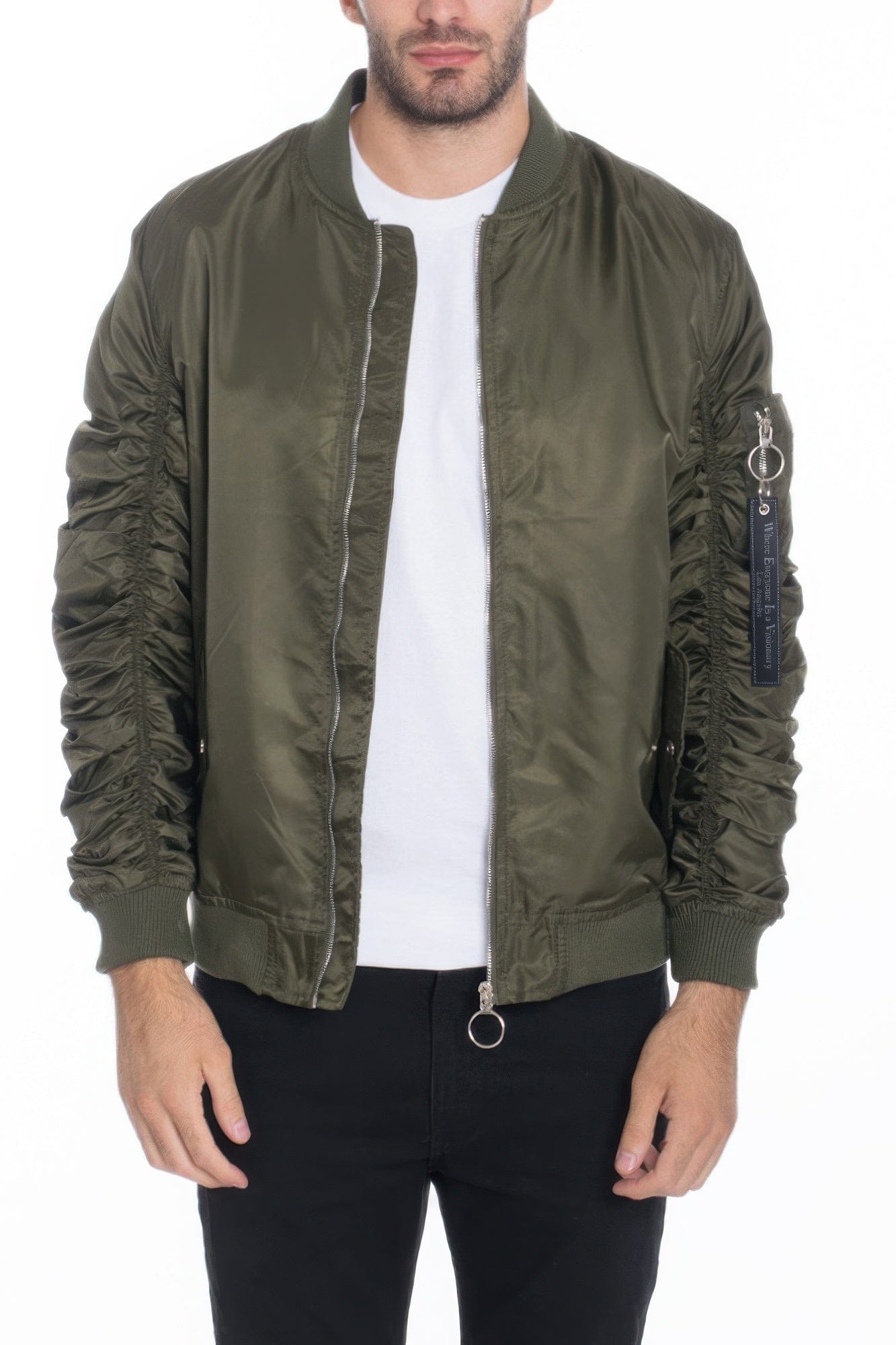 BelleVie Mode Olive / S Men's Casual Ma-1 Flight Lined Bomber Jacket