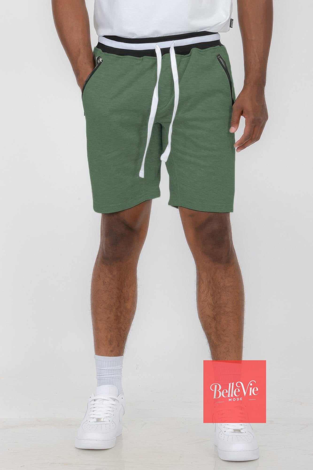 BelleVie Mode Olive / S Mens French Terry Sweat Short