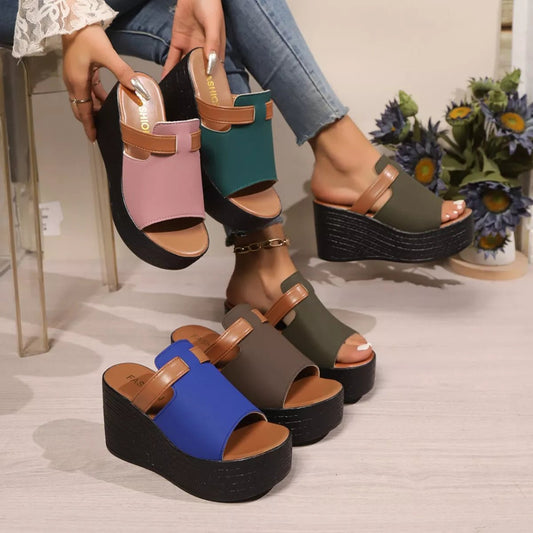 Open Toe Platform Wedge Sandals - BelleVieMode