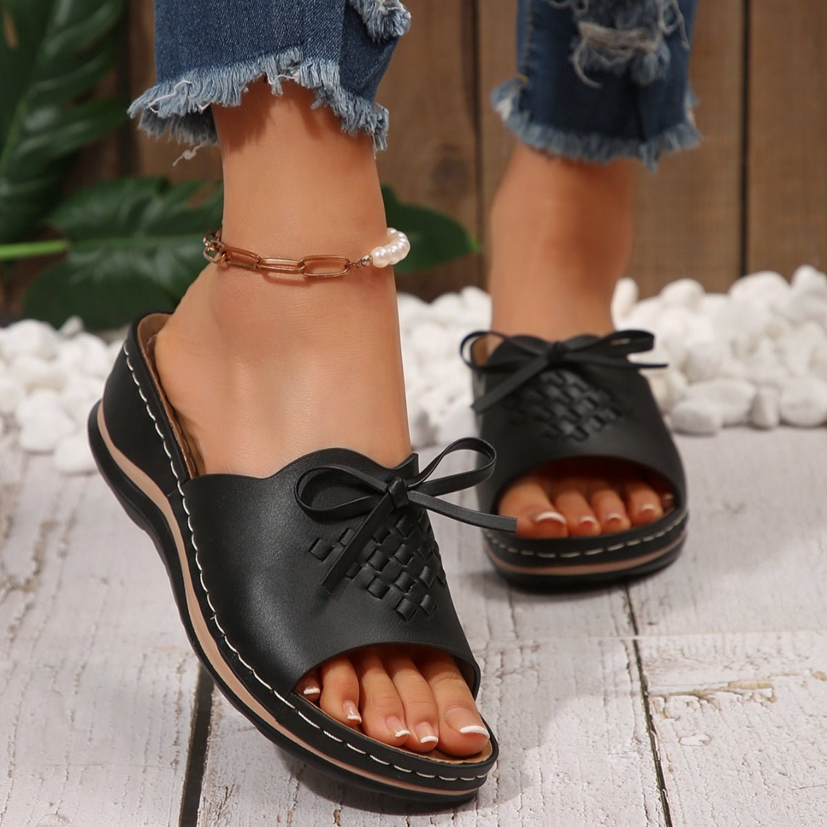 Open Toe Wedge Sandals - BelleVieMode