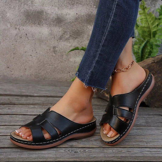 Open Toe Wedge Sandals - BelleVieMode