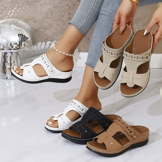 Open Toe Wedge Sandals - BelleVieMode