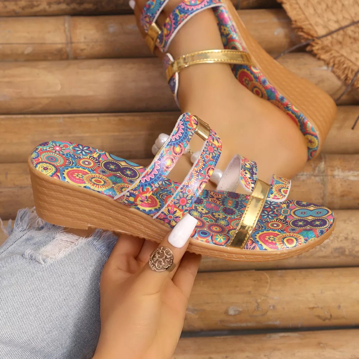 Open Toe Wedge Sandals - BelleVieMode