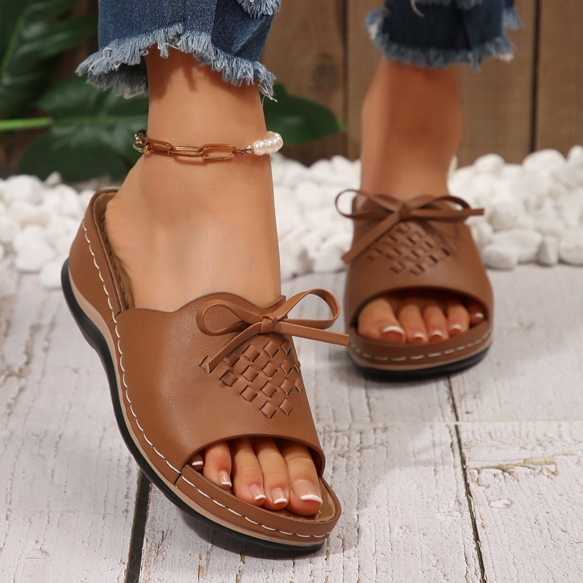 Open Toe Wedge Sandals - BelleVieMode