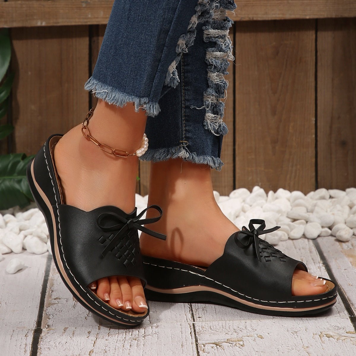 Open Toe Wedge Sandals - BelleVieMode