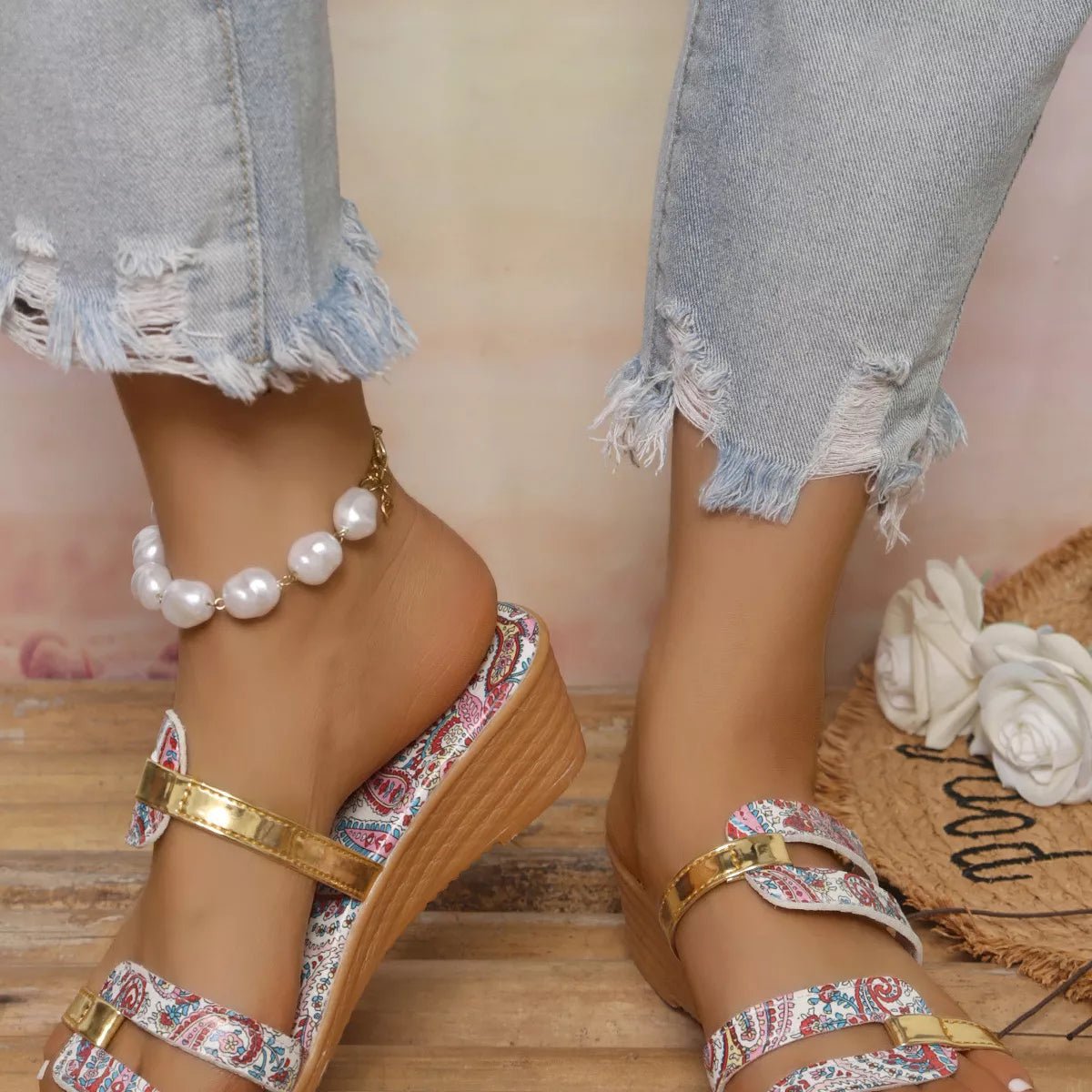 Open Toe Wedge Sandals - BelleVieMode