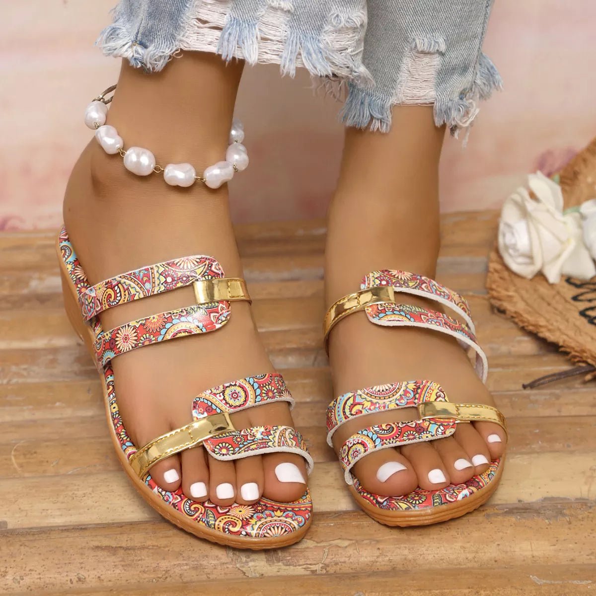 Open Toe Wedge Sandals - BelleVieMode