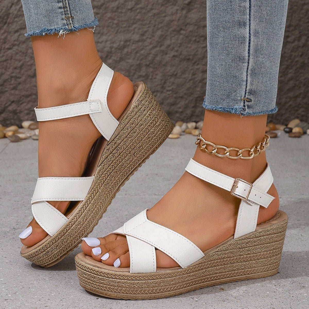 Open Toe Wedge Sandals - BelleVieMode