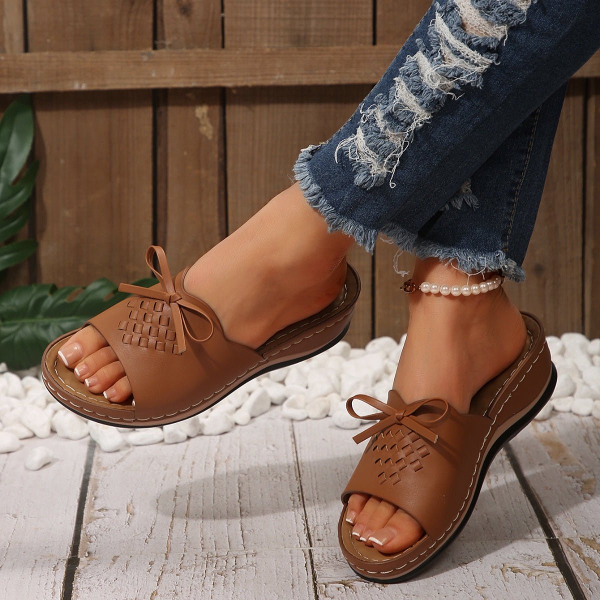 Open Toe Wedge Sandals - BelleVieMode