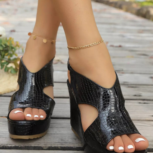 Open Toe Wedge Sandals - BelleVieMode