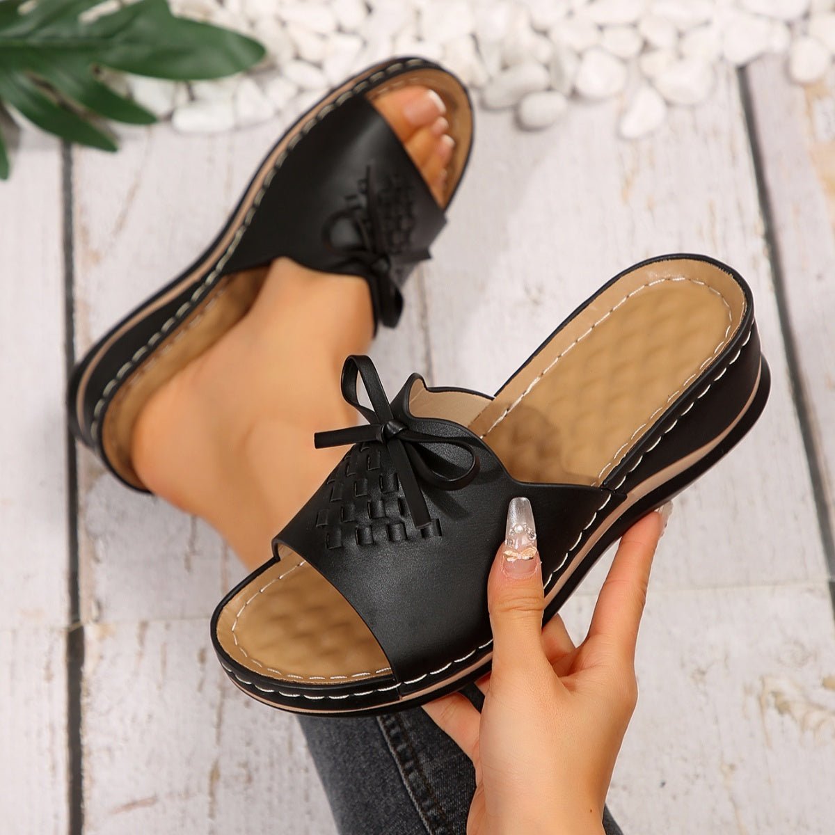 Open Toe Wedge Sandals - BelleVieMode