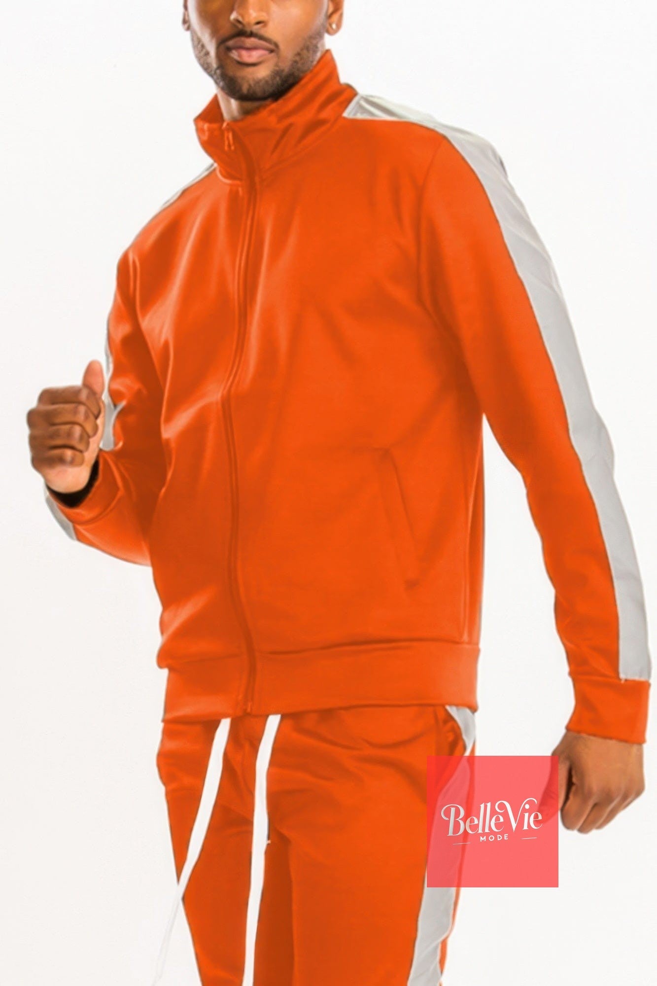 BelleVie Mode Orange White / S Track Single Stripe Jacket