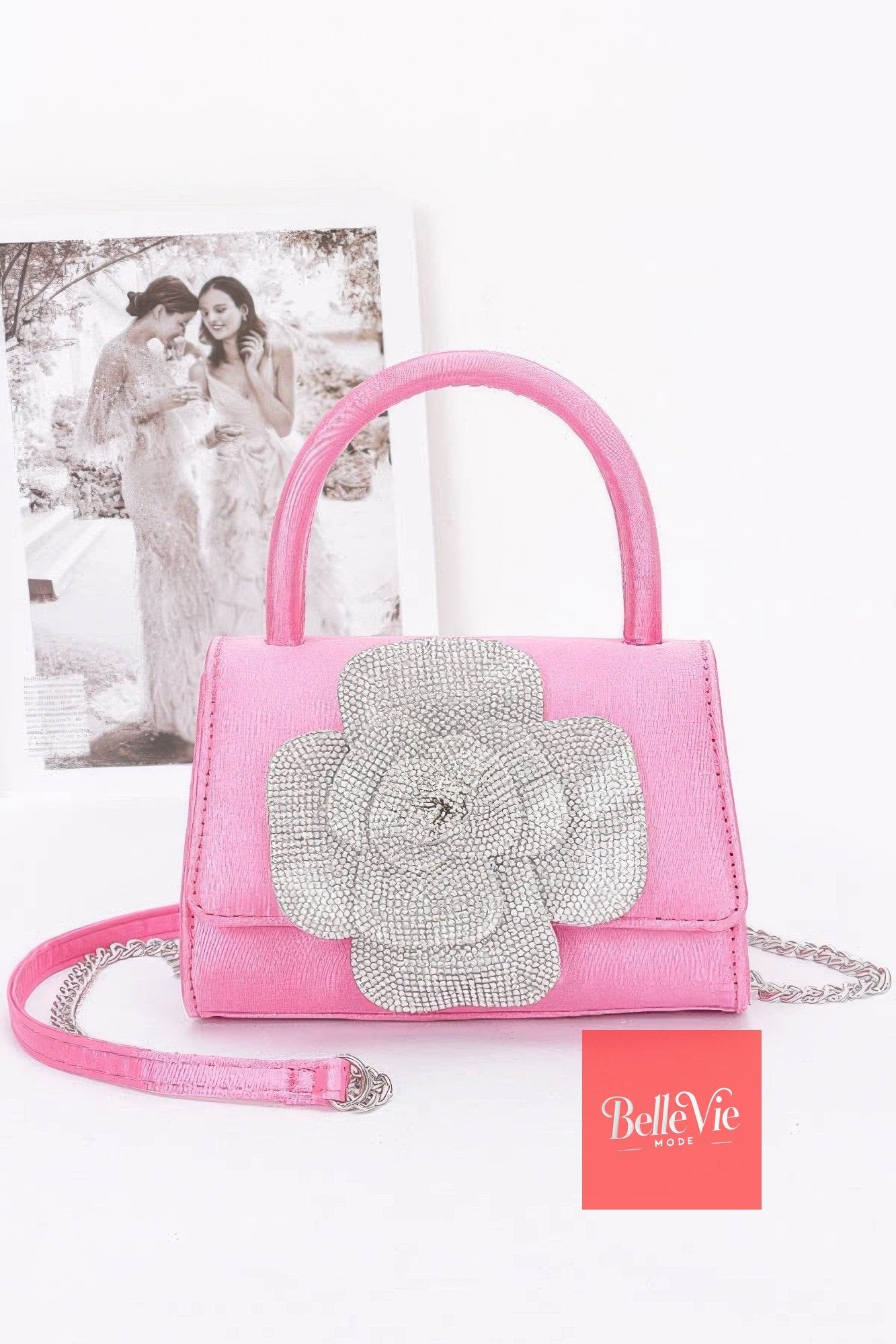 BelleVie Mode Pink Floral Elegance Tote