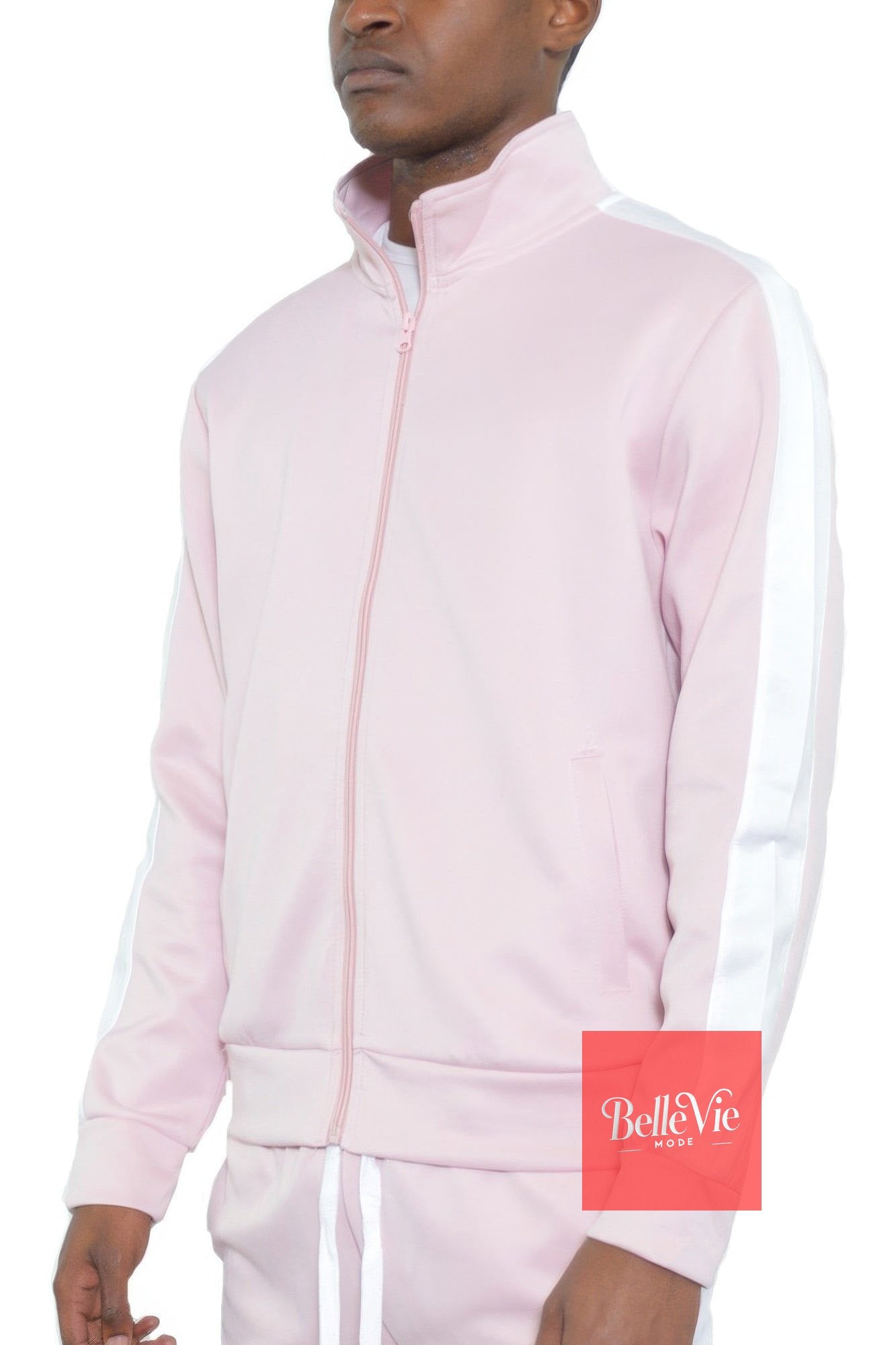 BelleVie Mode Pink White / S Track Single Stripe Jacket