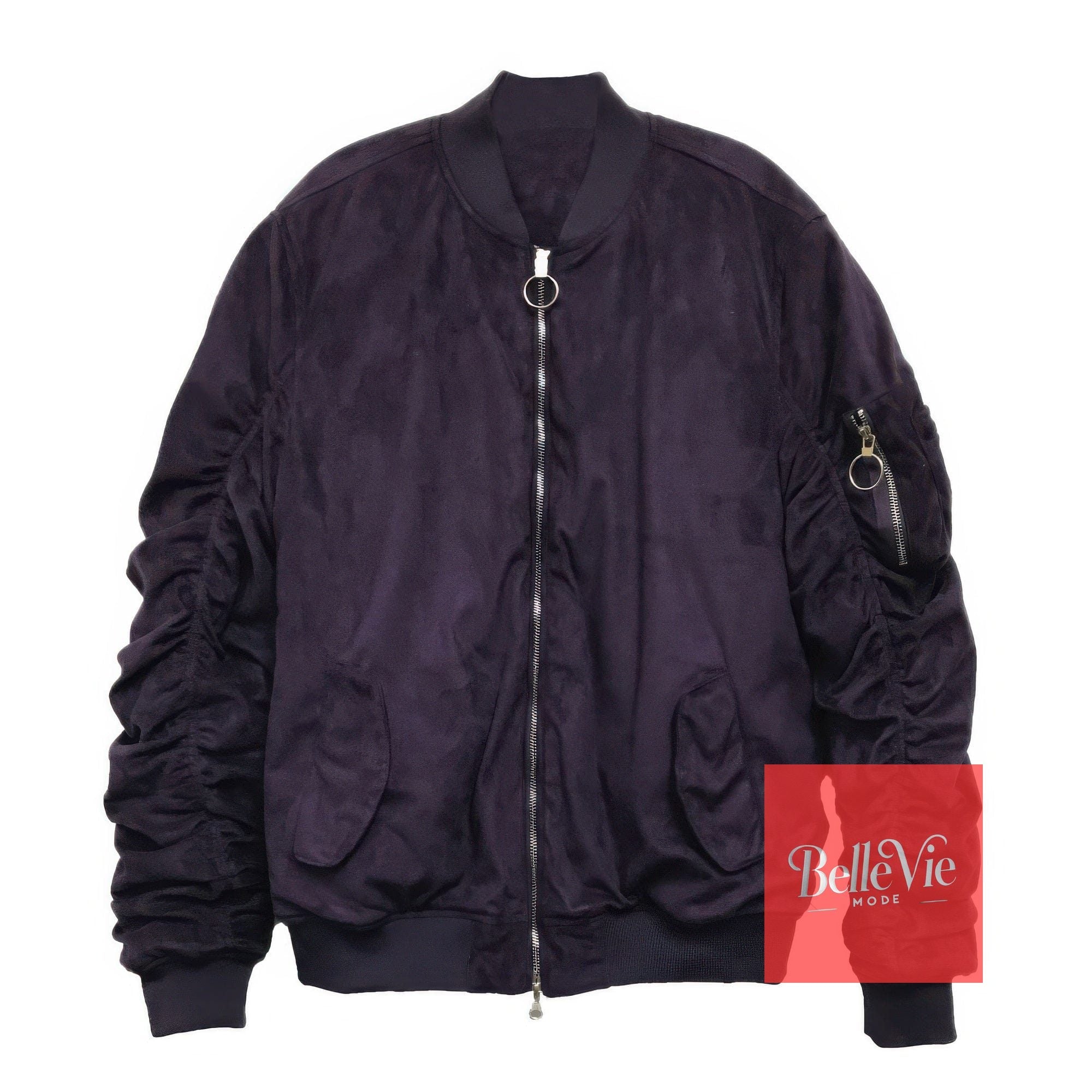 BelleVie Mode Plum / S Mirosuede Scrunched Bomber Jacket