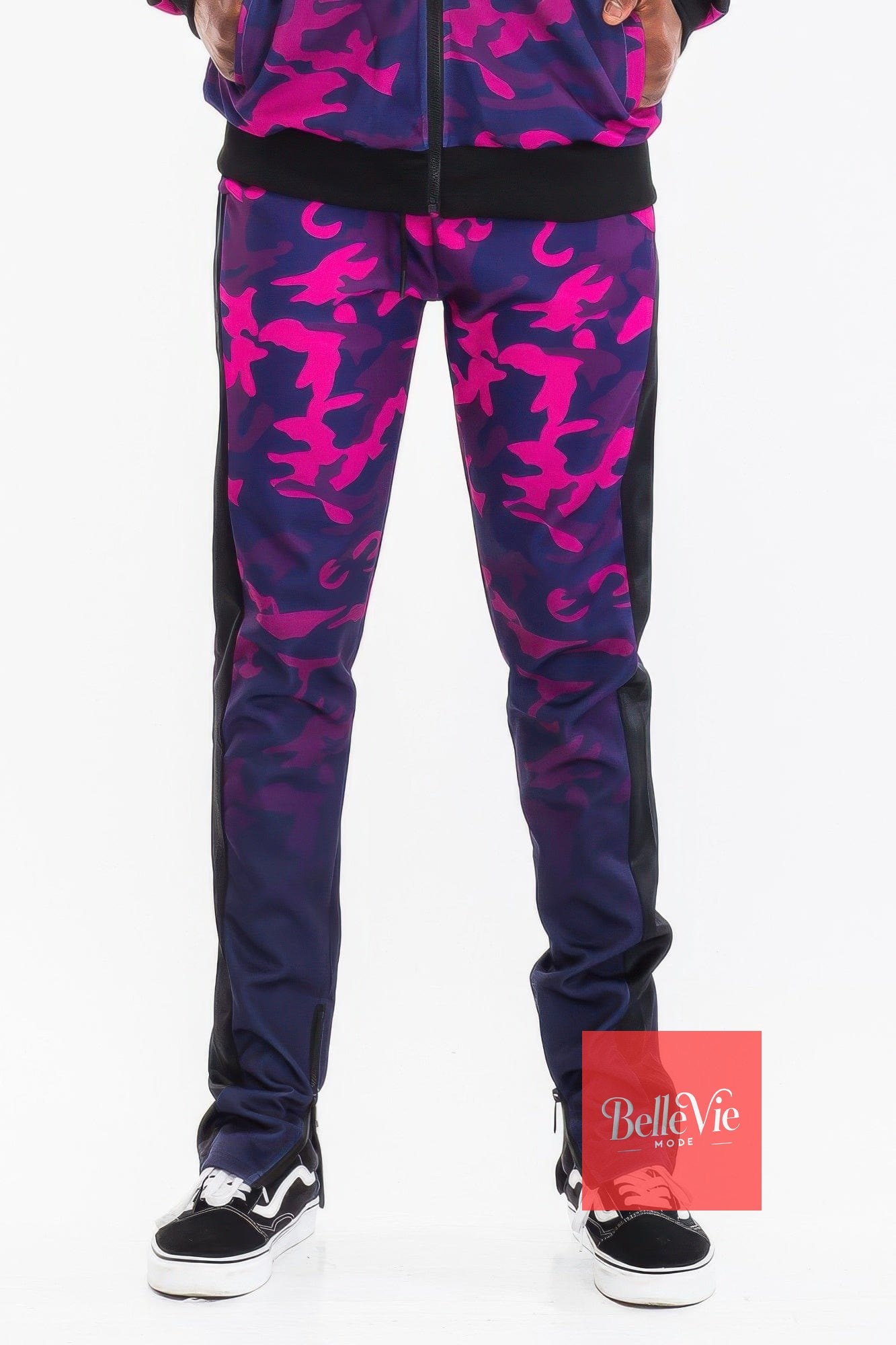 BelleVie Mode Purple / S Mens Camo Ombre Print Track Pants