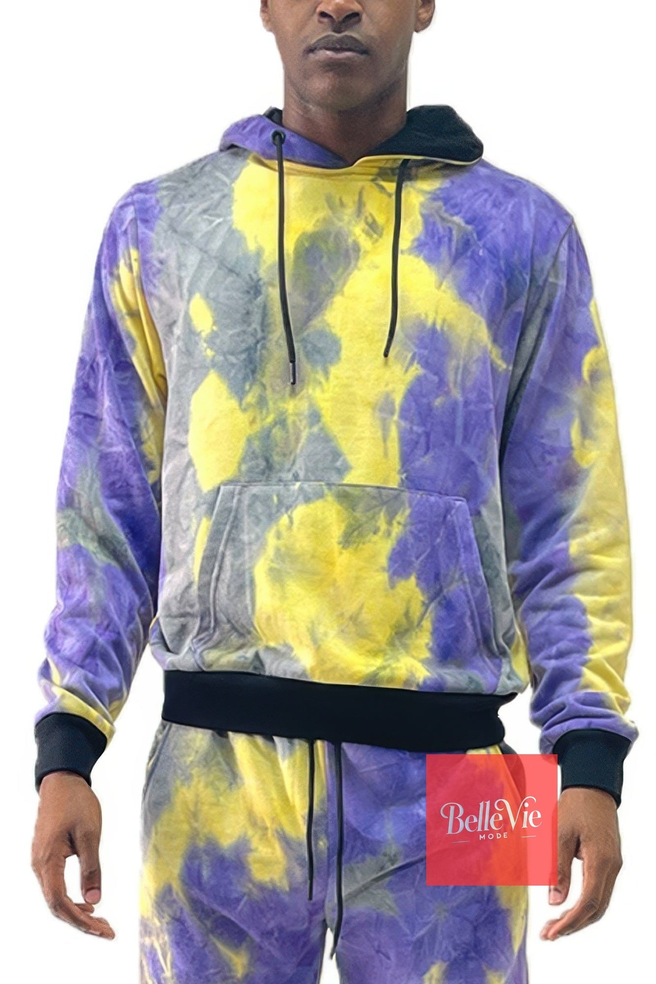 BelleVie Mode Purple Yellow / S Cotton Tye Dye Hoodie