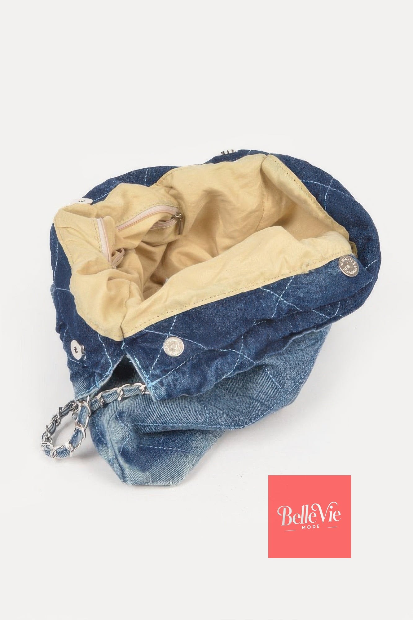 BelleVie Mode Quilted Washed Denim Chain Bag