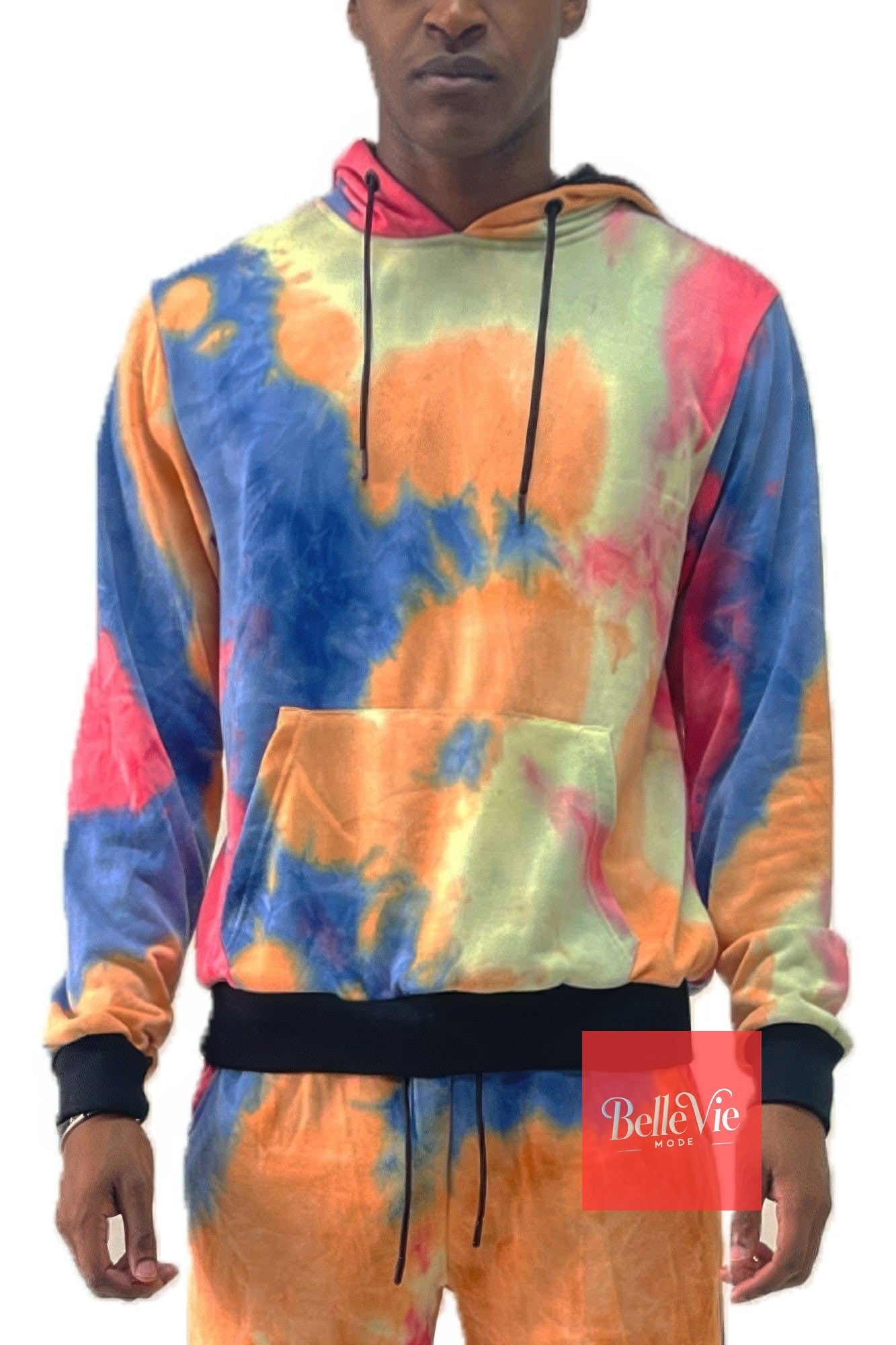 BelleVie Mode Red Orange / S Cotton Tye Dye Hoodie