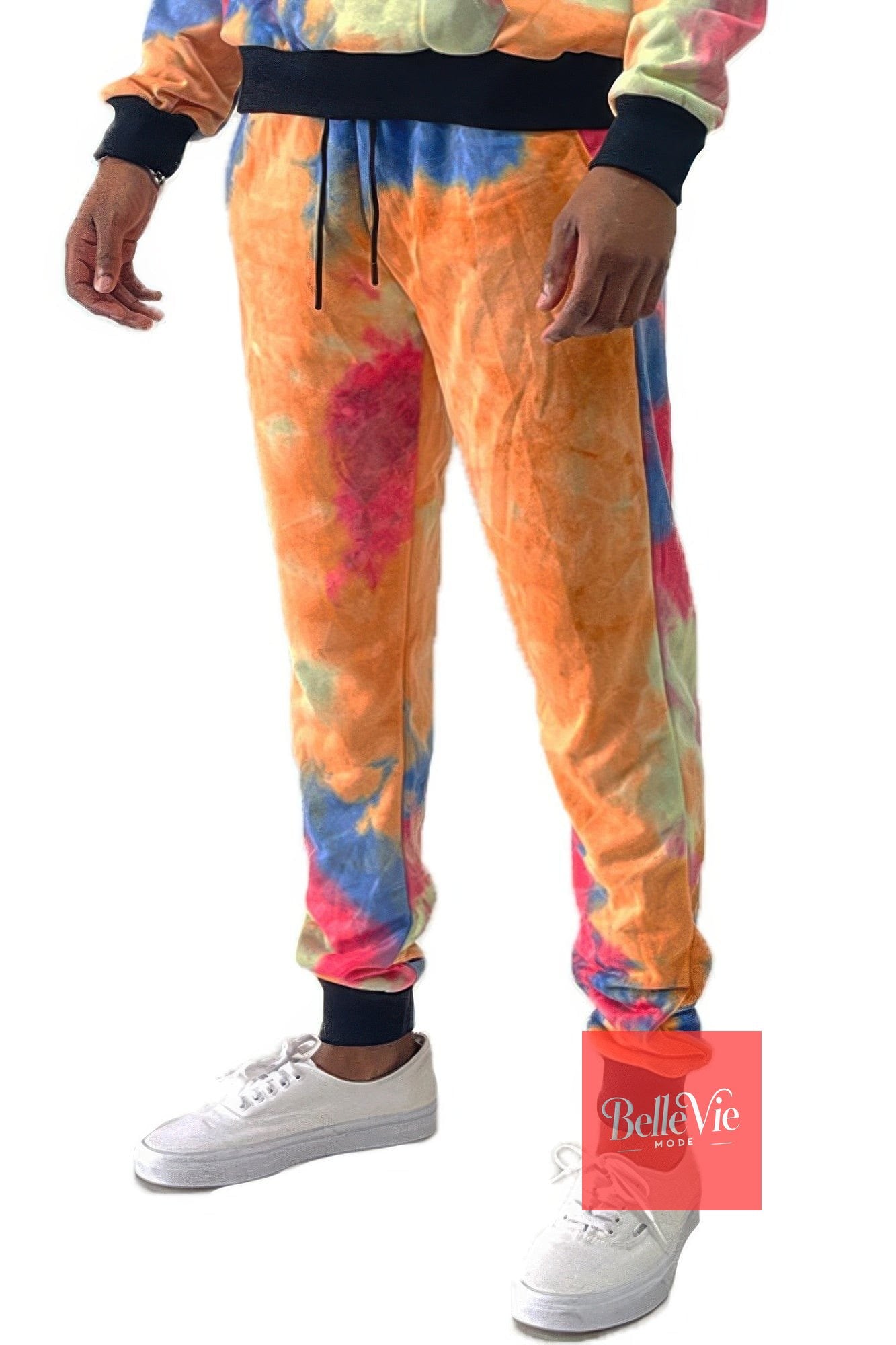 BelleVie Mode Red orange / S Cotton Tye Dye Sweat Pants