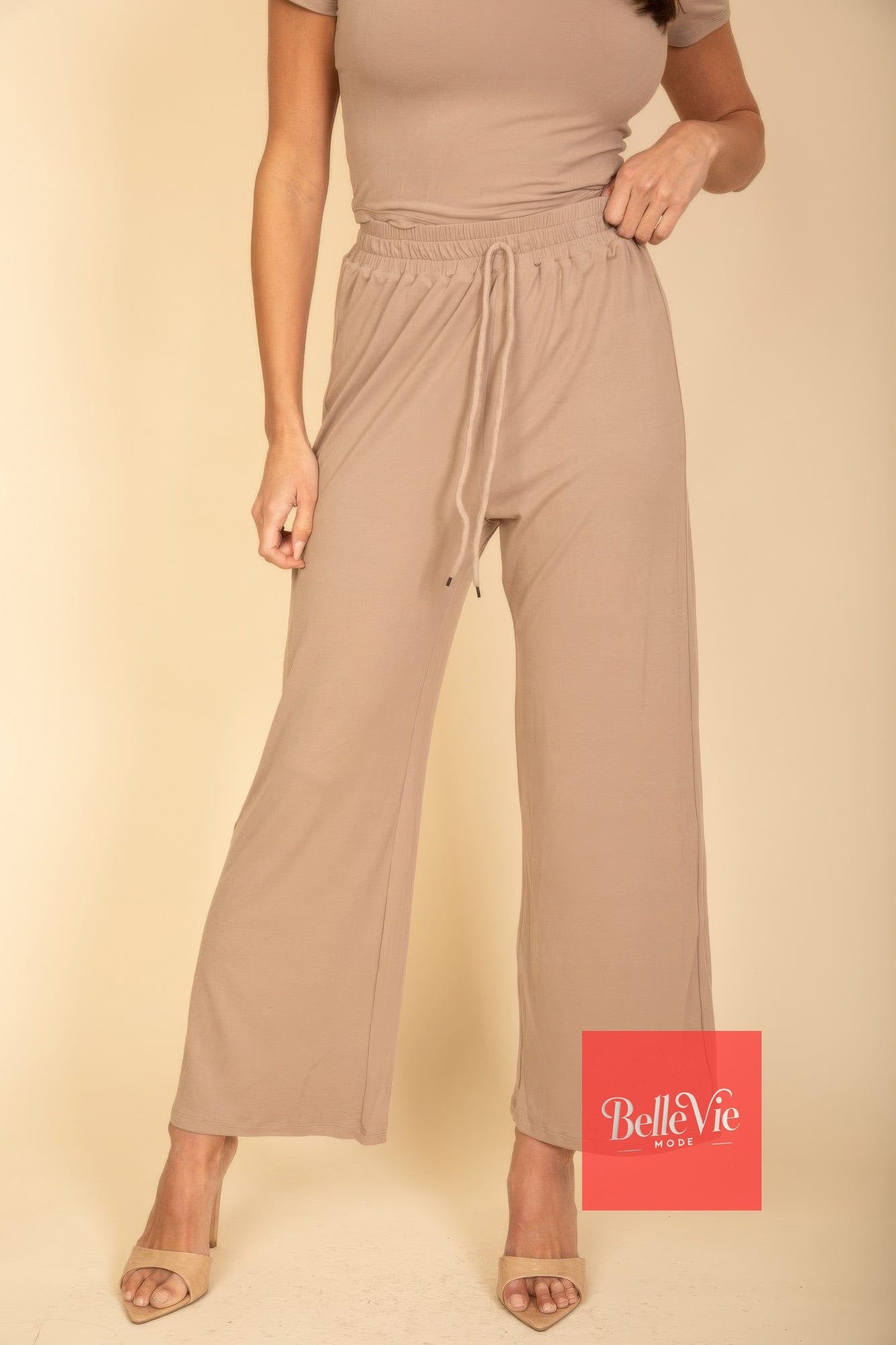 BelleVie Mode Relaxed Fit Top And Wide-leg Pants Set