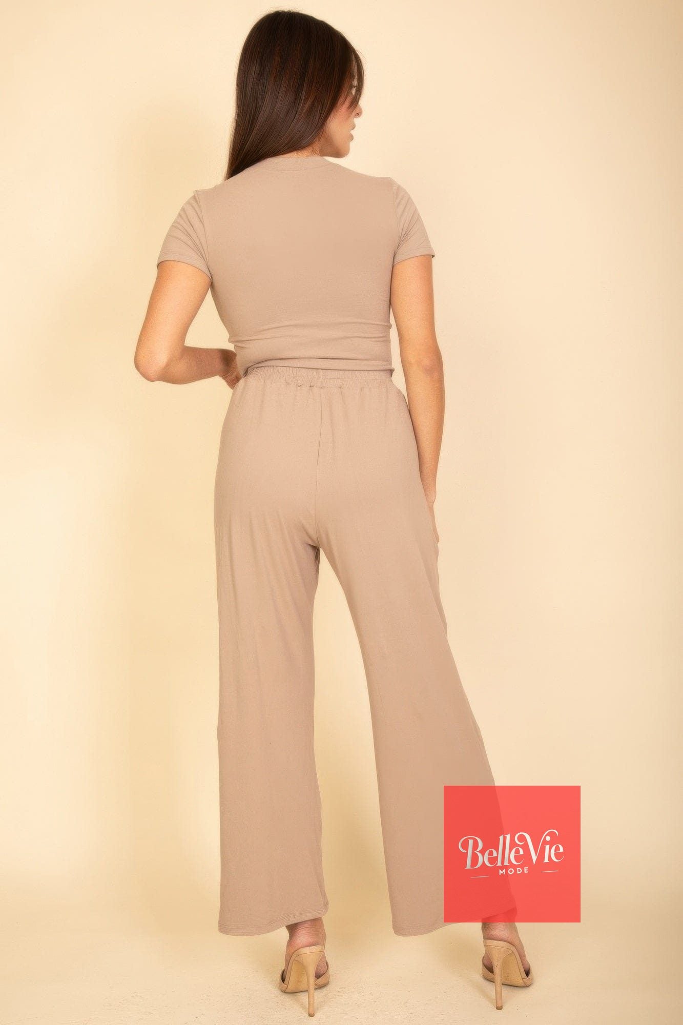 BelleVie Mode Relaxed Fit Top And Wide-leg Pants Set