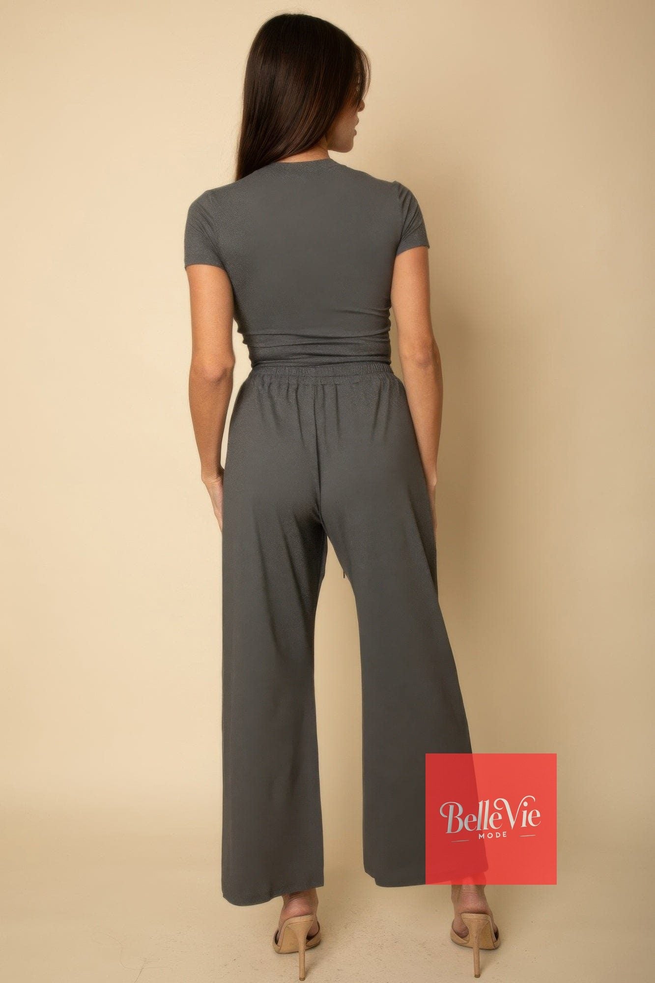 BelleVie Mode Relaxed Fit Top And Wide-leg Pants Set